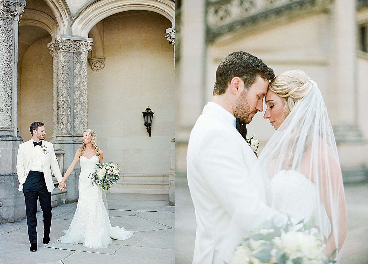 Biltmore Wedding Bride and Groom Holding Hands and Snuggling Nose to Nose Photos