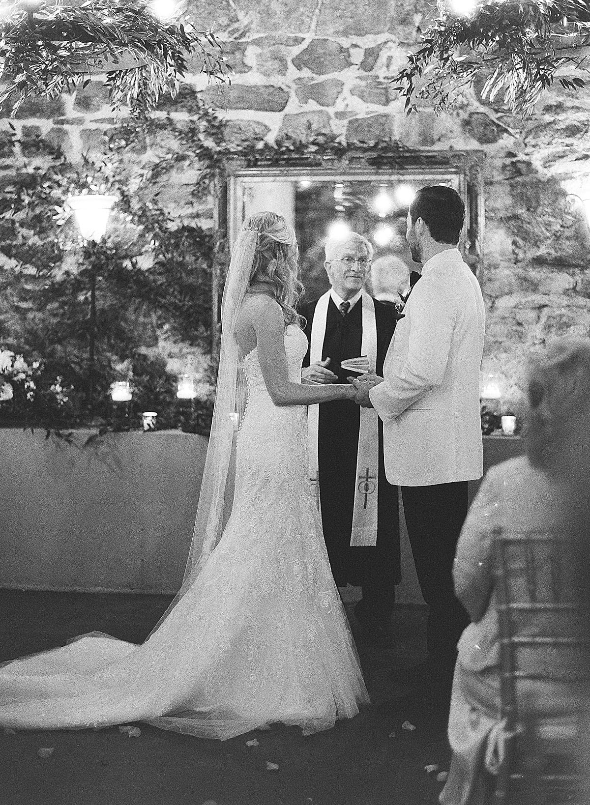 Biltmore Wedding Black and White of Champagne Cellar Ceremony Photo