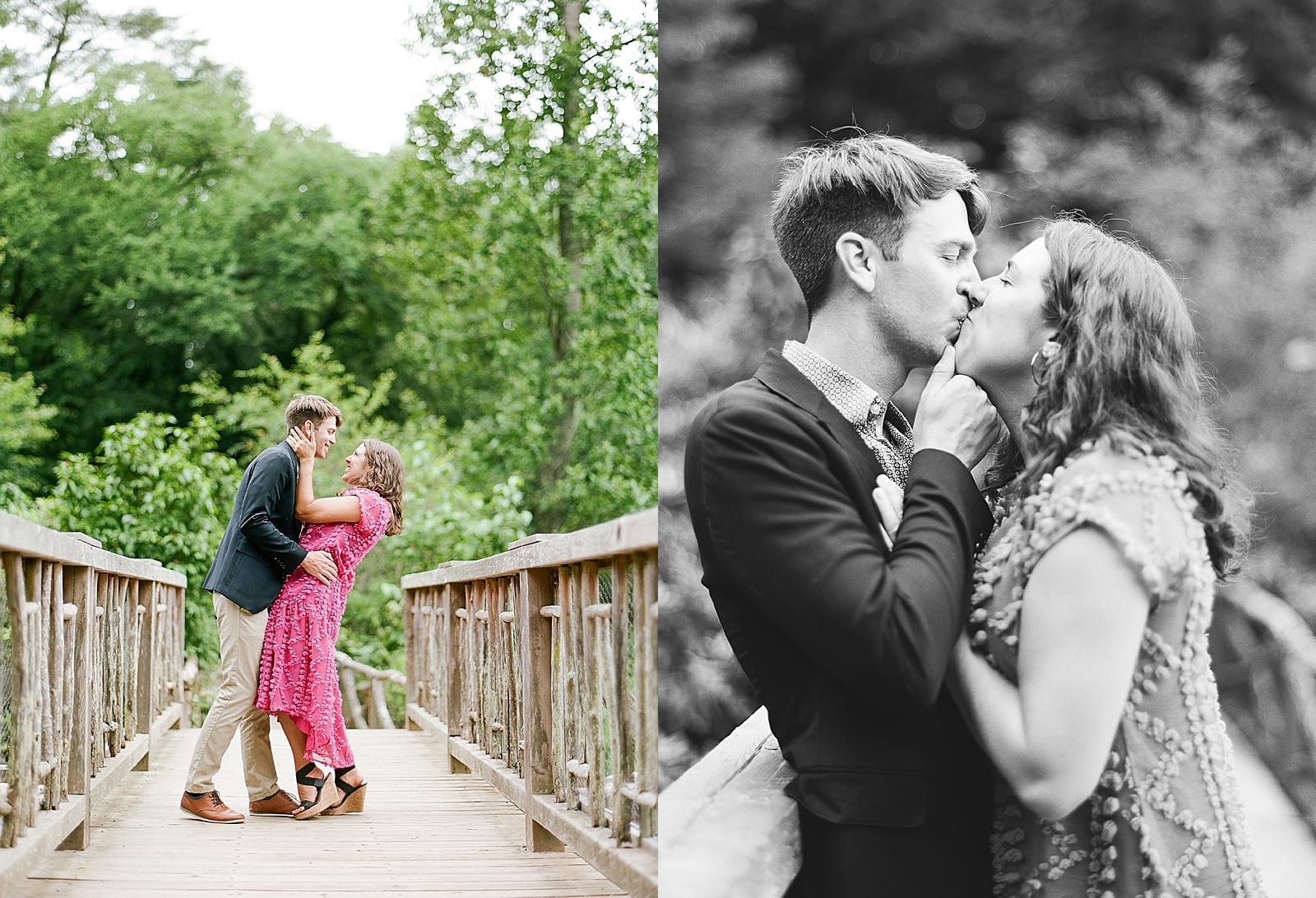 Romantic Biltmore Locations Bass Pond Bridge Couple Smiling and Kissing Photos