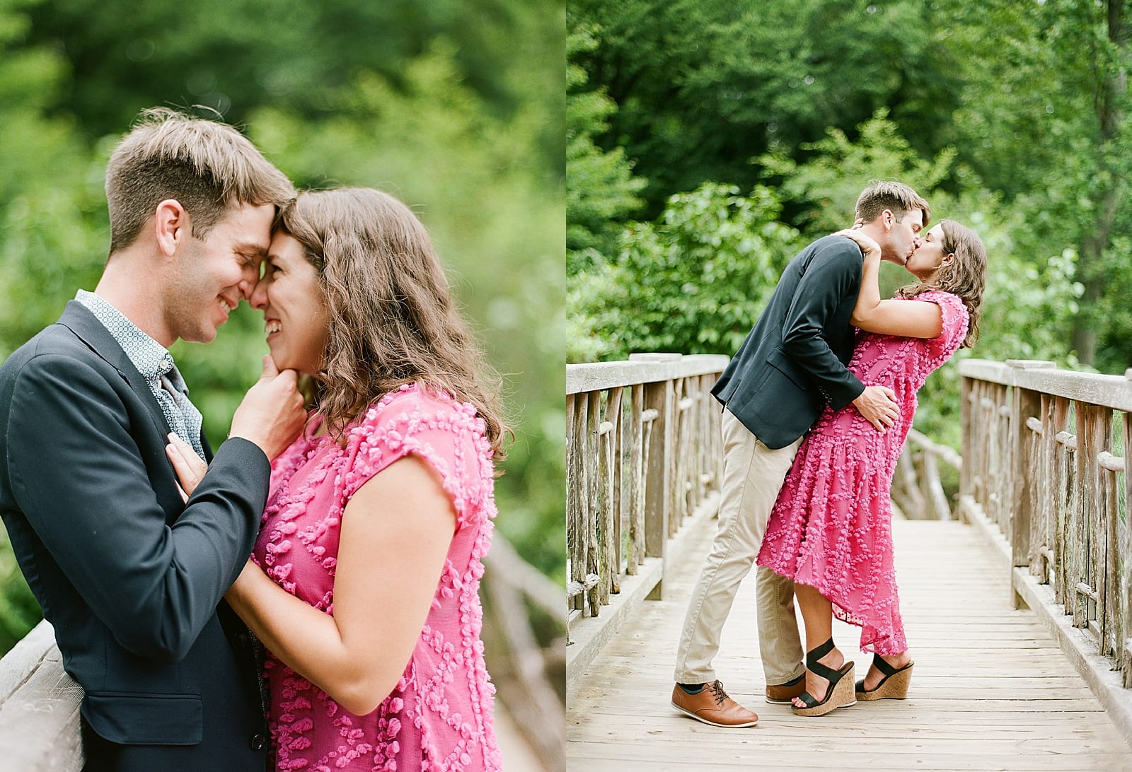Couple Snuggling and Kissing on Bridge at Bass Pond at Biltmore Photos