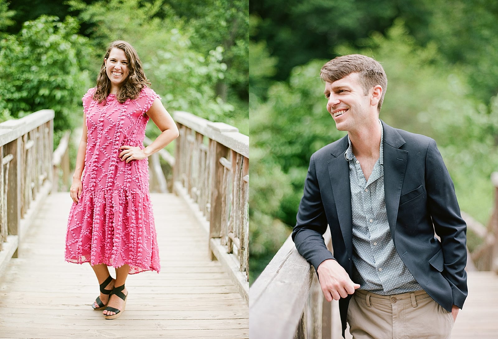 Romantic Biltmore Locations Groom to Be and Bride to Be on Bridge at Bass Pond Photos