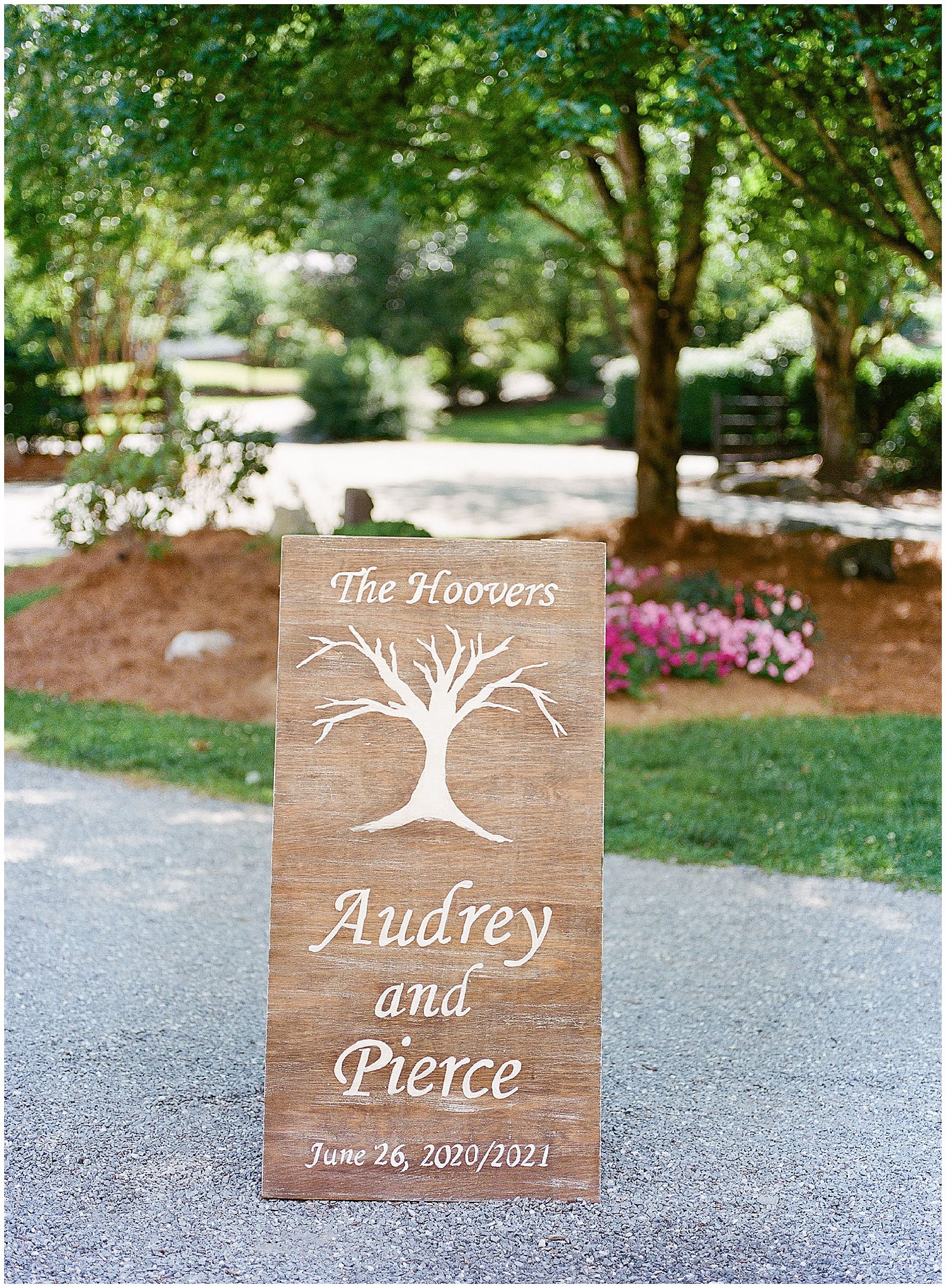 Wooden Sign Wedding Sign at Hawkesdene Wedding Venue in NC Photo