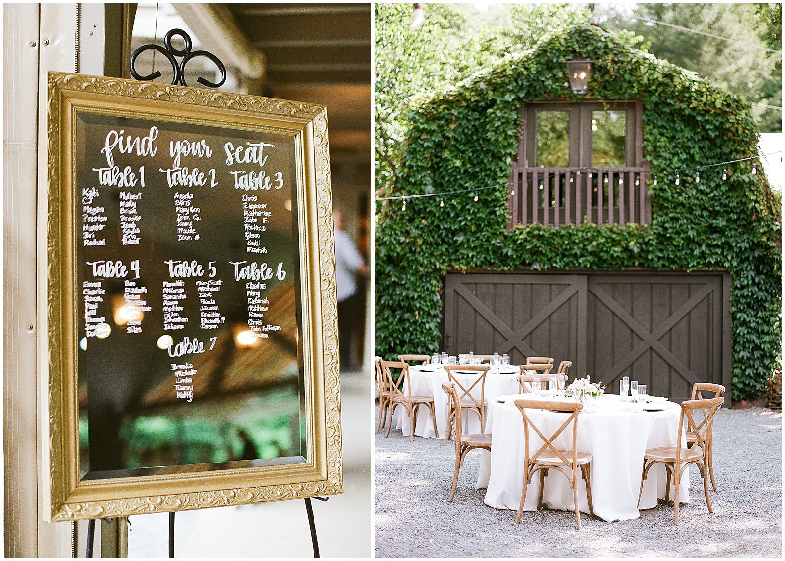 Wedding Reception Seating Chart and Tables Photos
