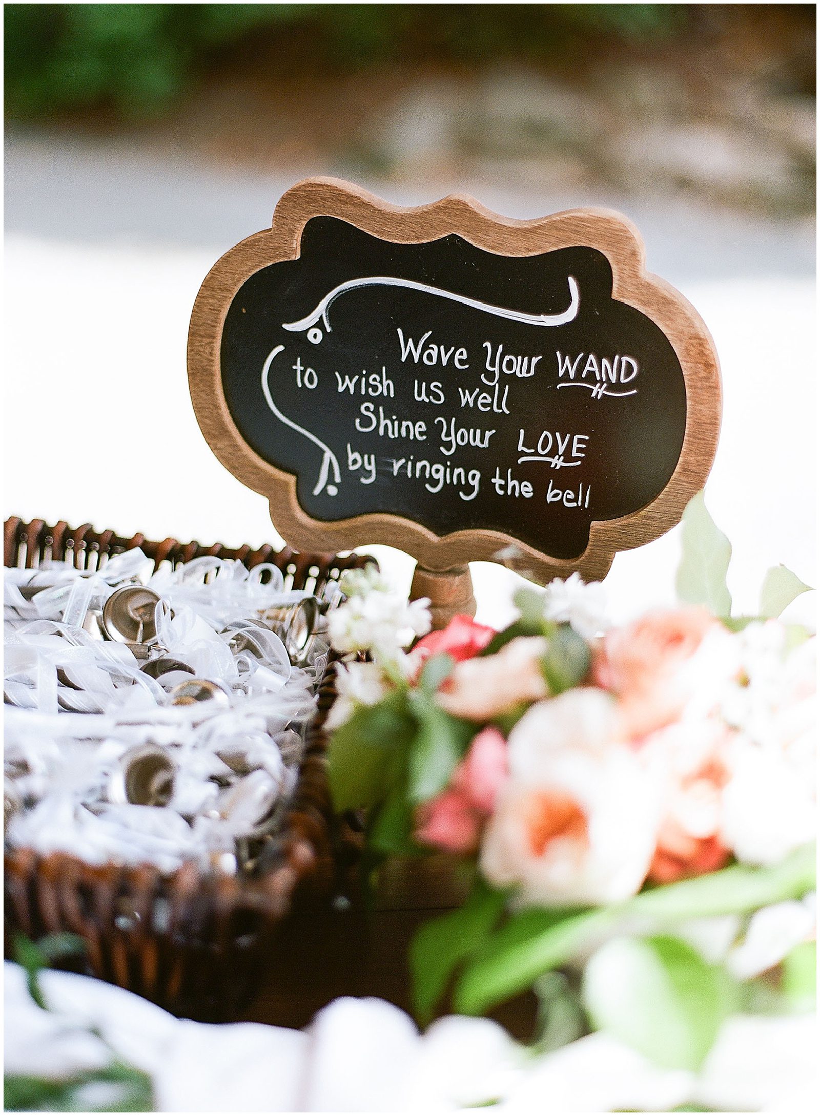 Sign and Basket of Wands for Wedding Exit Photo