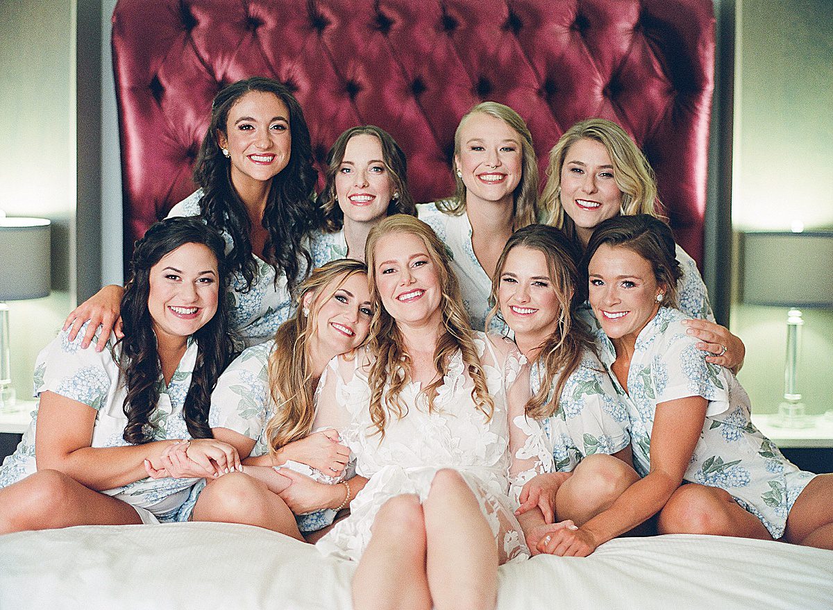 Asheville North Carolina Wedding Bridesmaids on Hotel Bed Photo