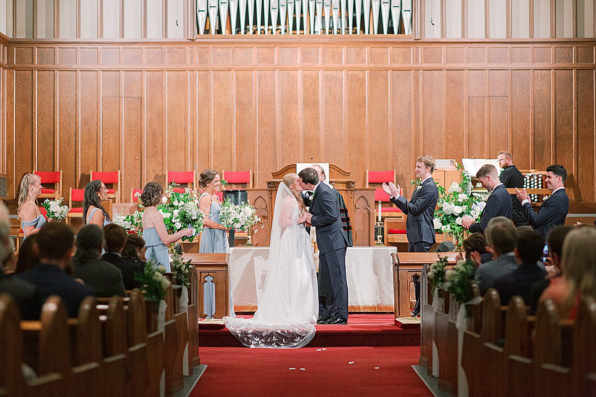 Asheville North Carolina Wedding Bride and Groom First Kiss Photo