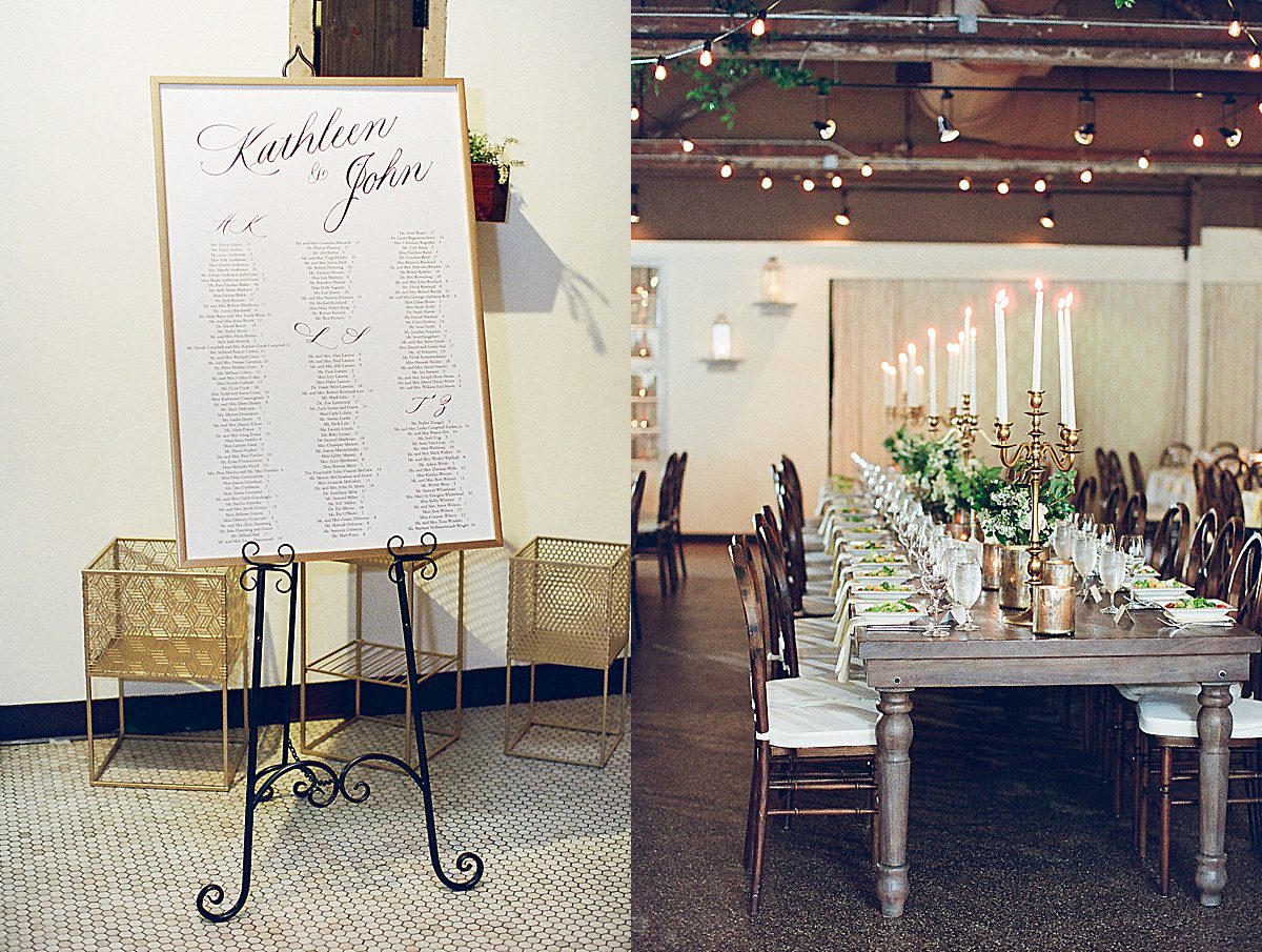 Asheville North Carolina Wedding Reception at The Venue Seating Chart and Table Photos