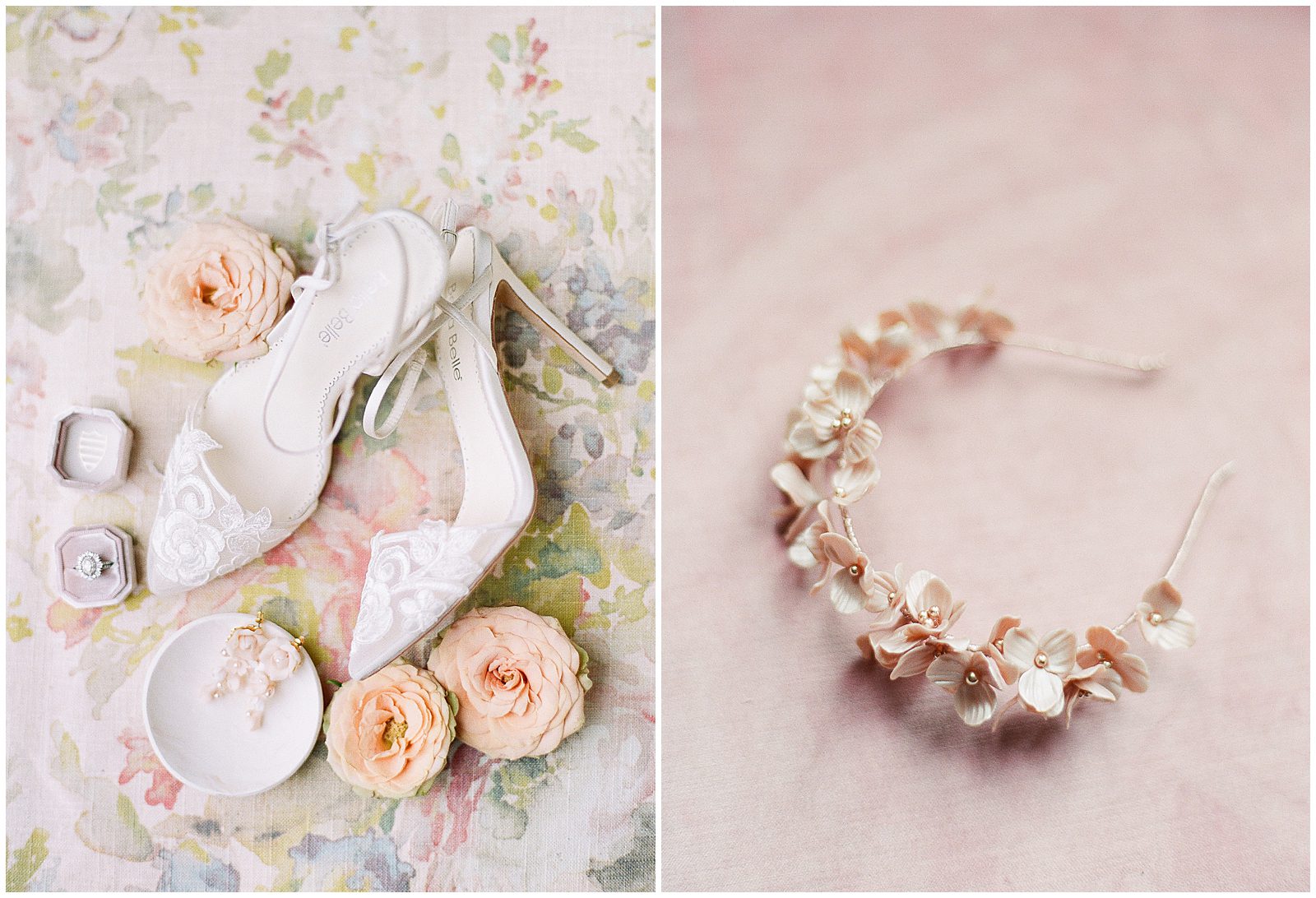 Central Park Wedding Bridal Details Shoes Earrings and Headband Photos