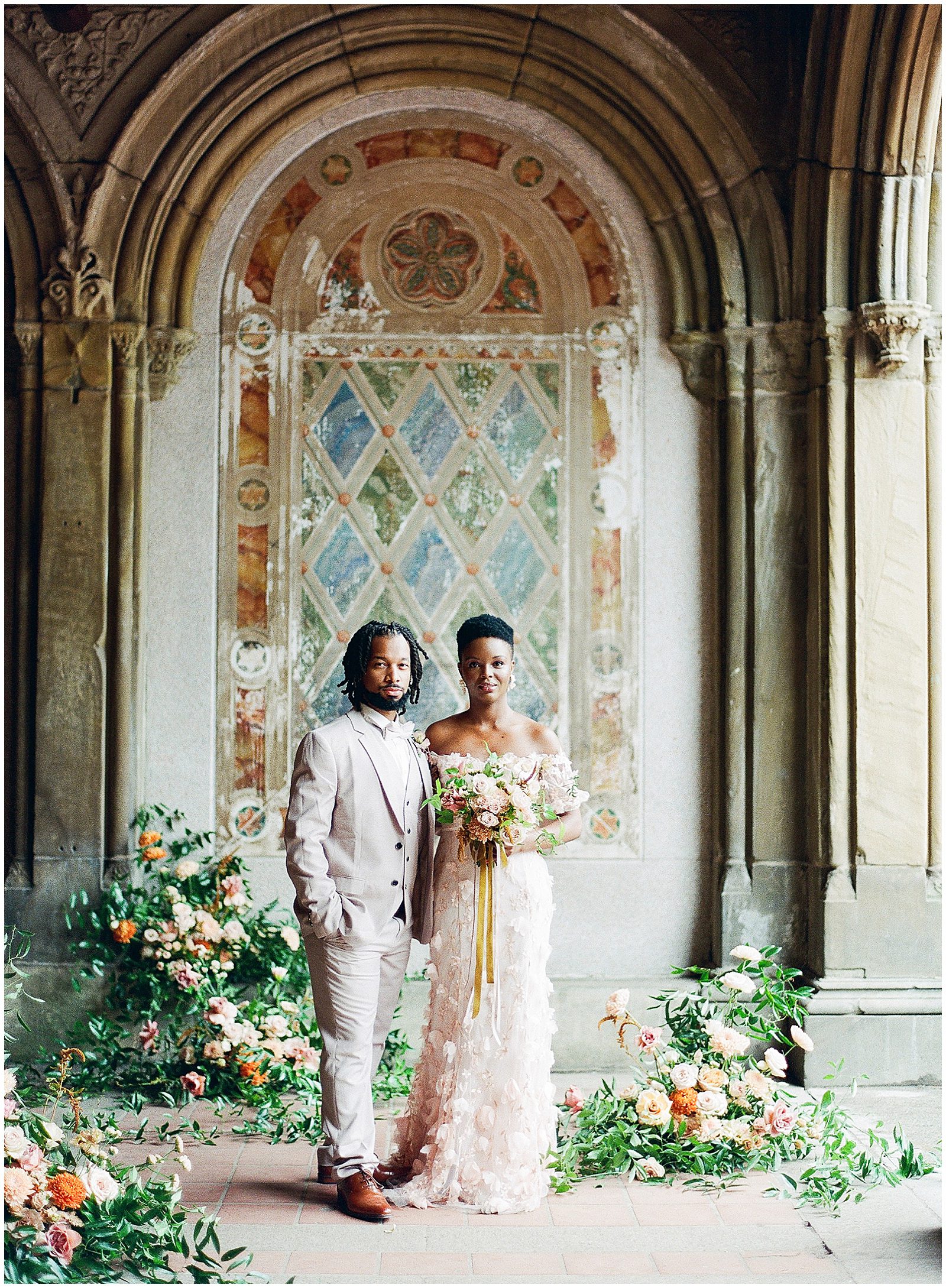 Central Park Wedding Bride and Groom at Bethesda Terrace Photo