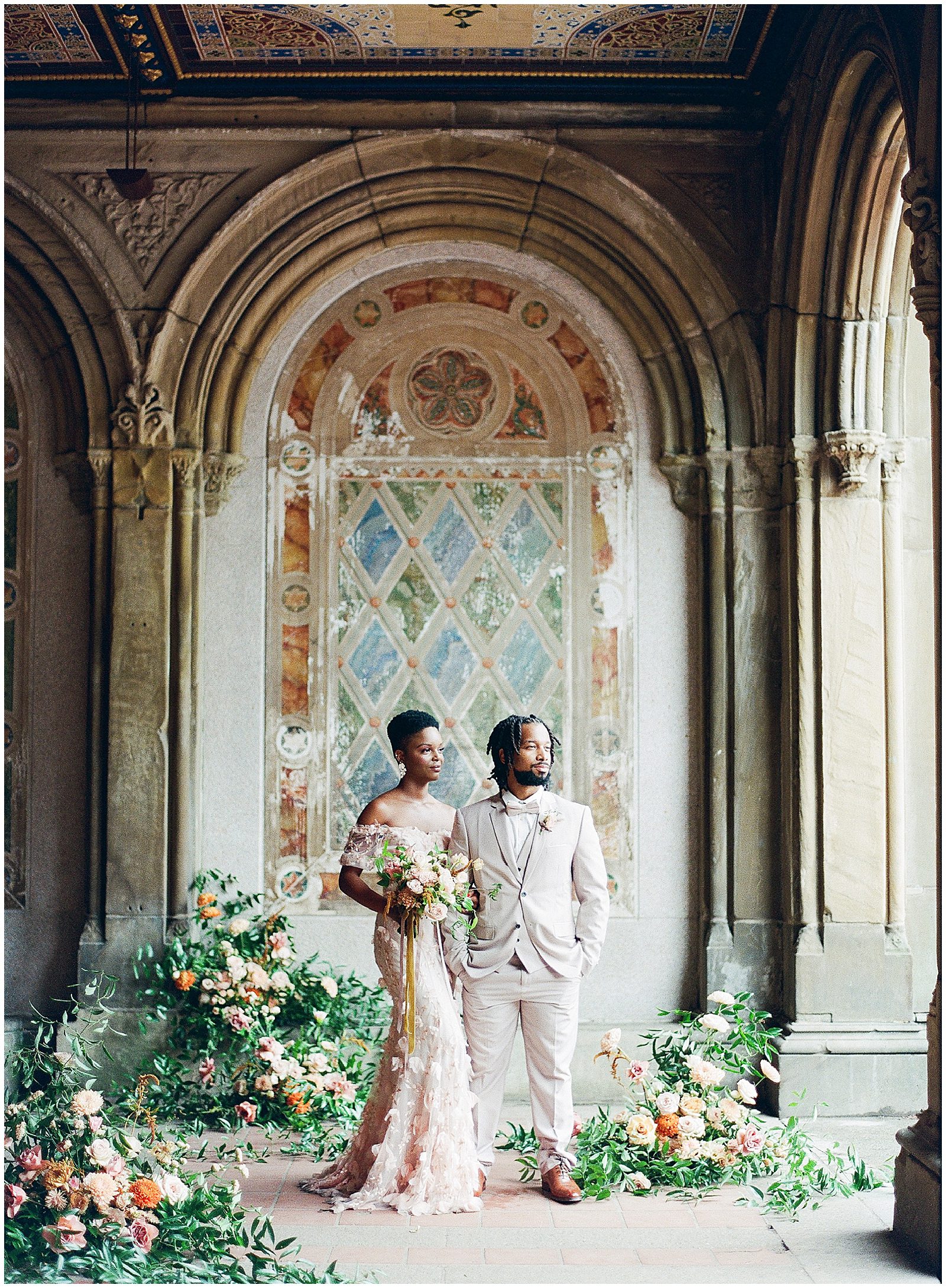 Central Park Wedding Bride and Groom at Bethesda Terrace Photo