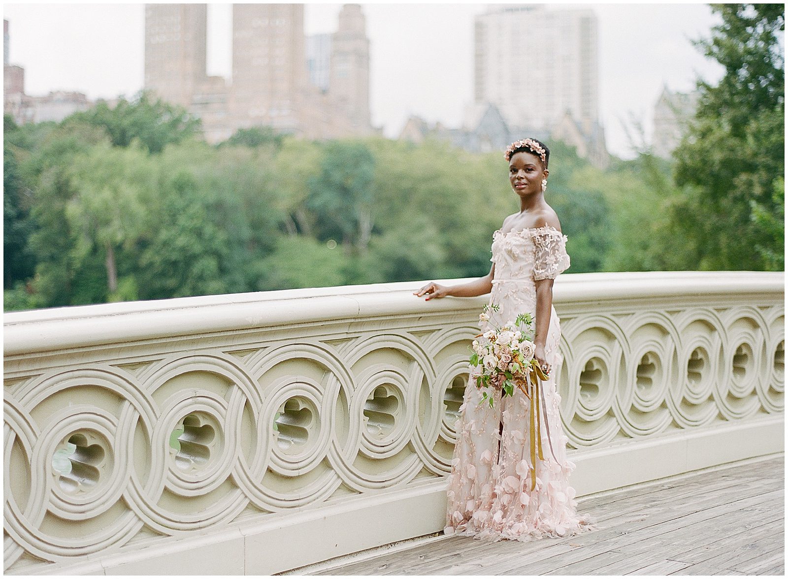 Central Park Wedding Bride on Bow Bridge Photo