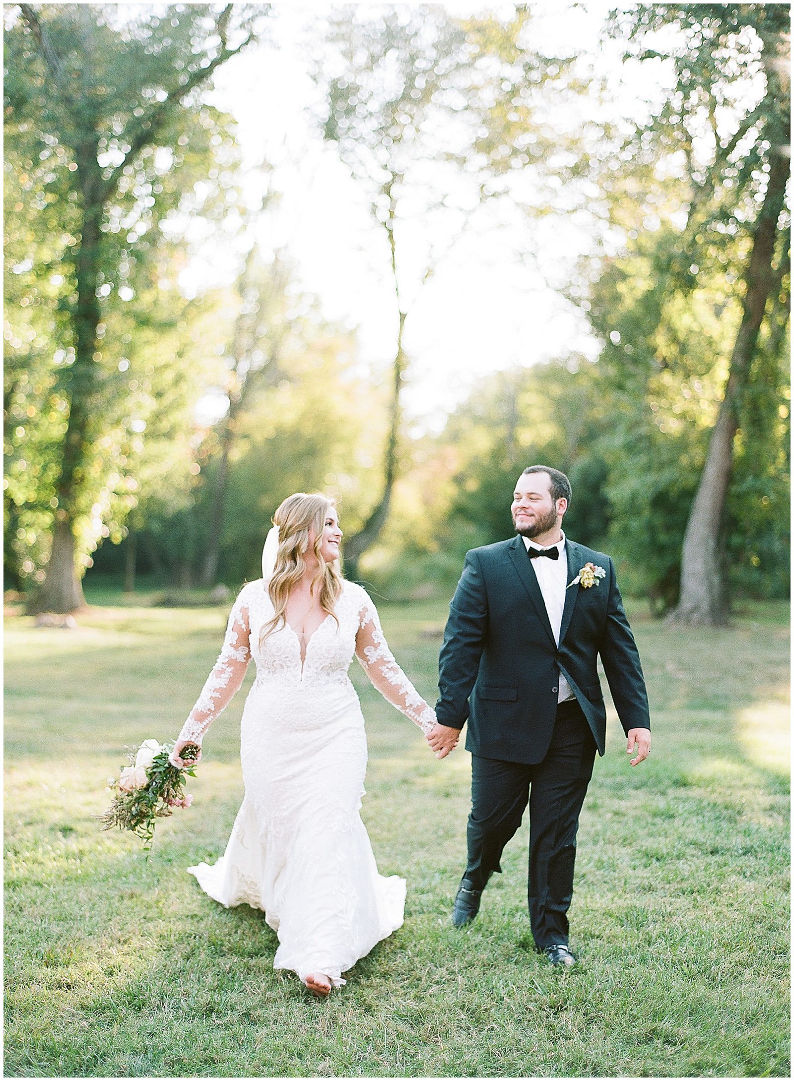 Providence Cotton Mill Wedding Bride and Groom Holding Hands Walking Photo