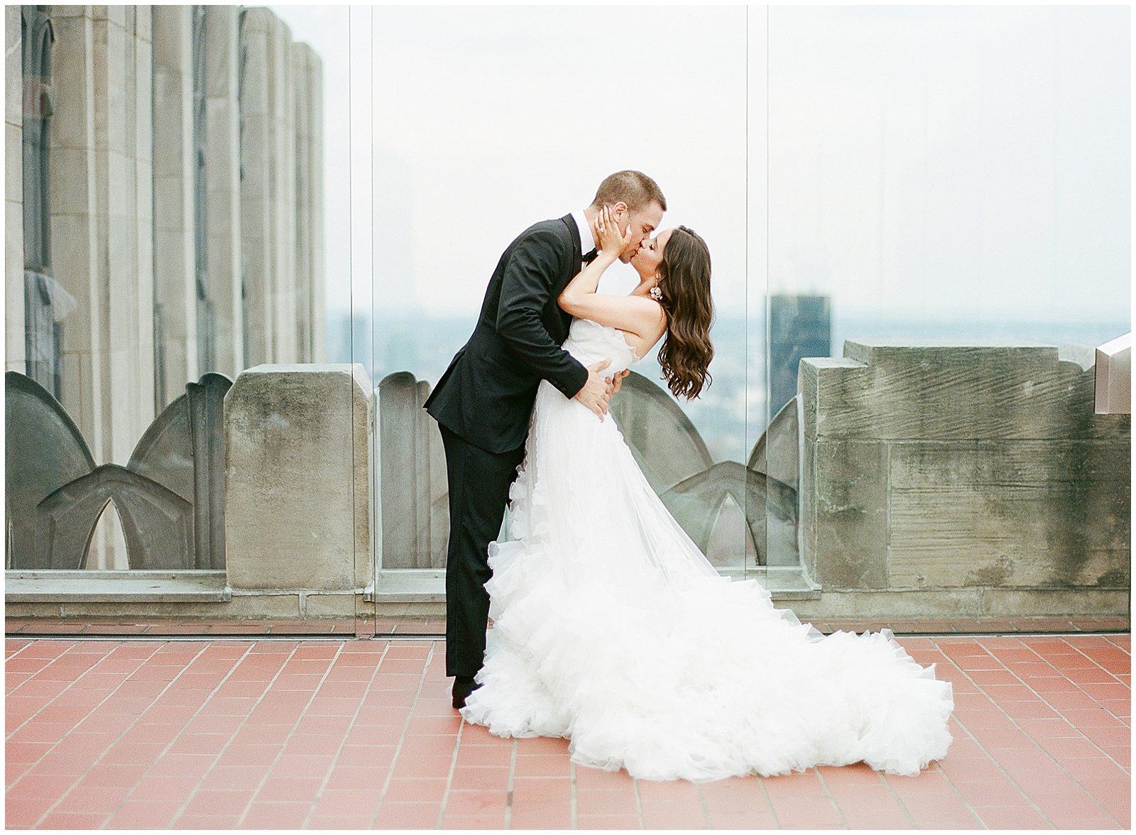 Top Of The Rock Elopement Bride and Groom Kissing Photo