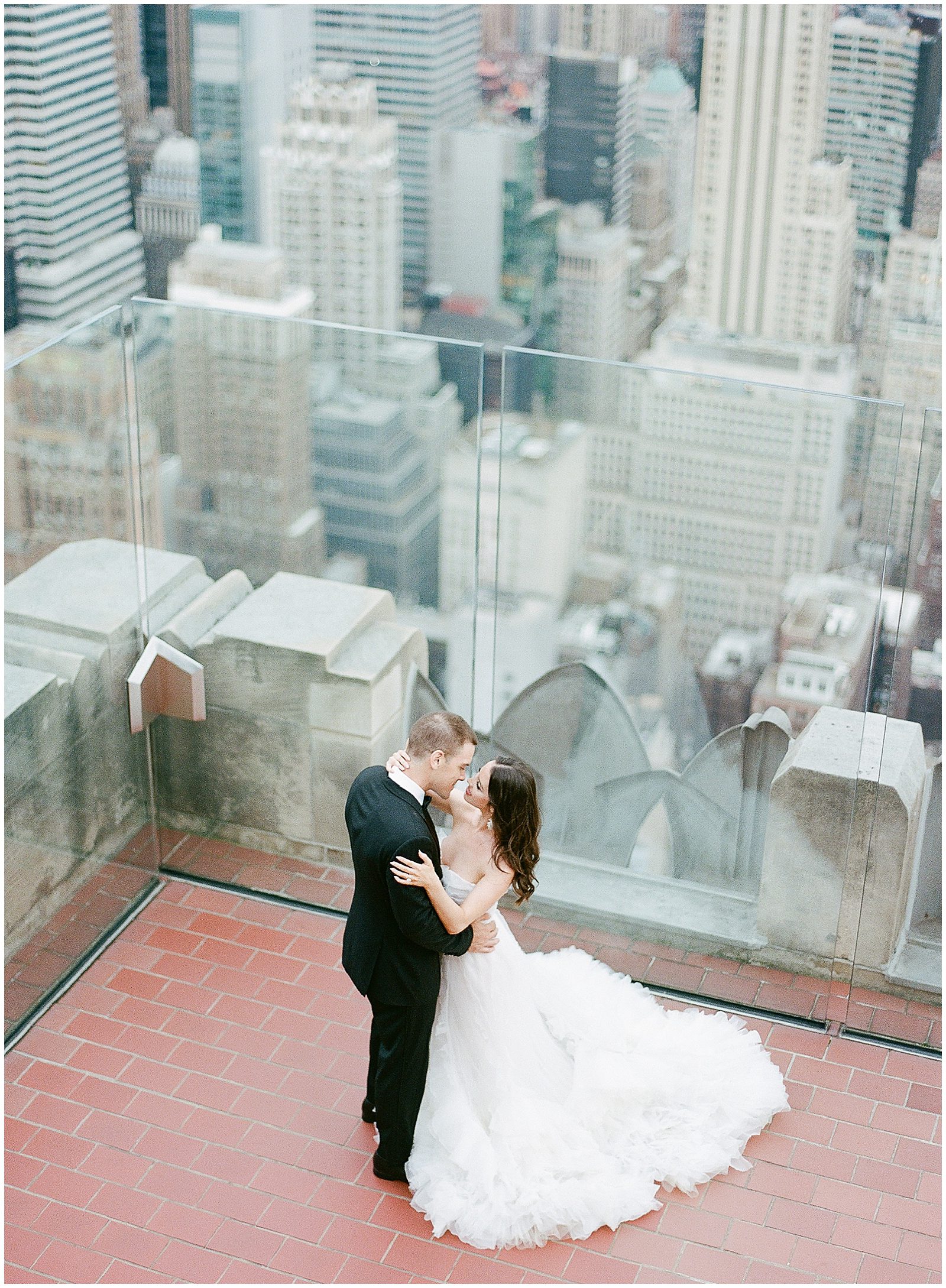 Bride and Groom at Top Of The Rock Photo