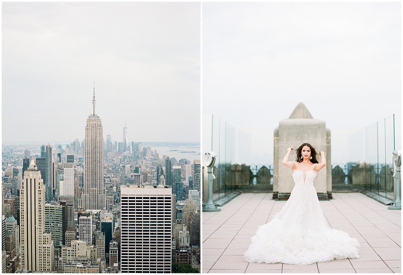 Top Of The Rock View of The Empire State Building and Bridal Portrait Photos