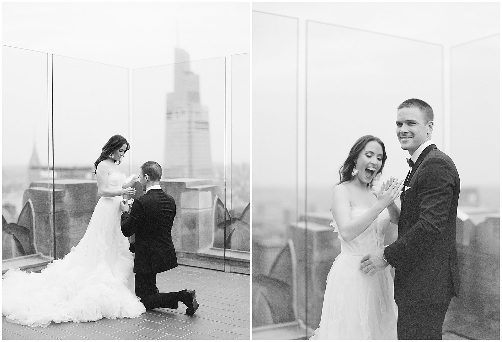 Black and White of Proposal at Top Of The Rock Photos