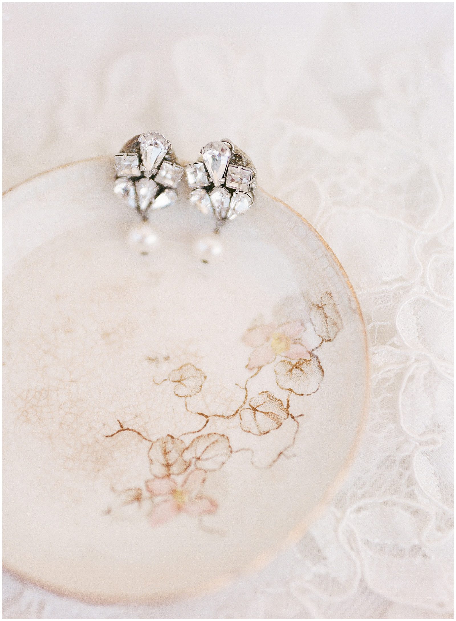 Tennessee Wedding Photographer Captures Brides Earrings on Dish Photo