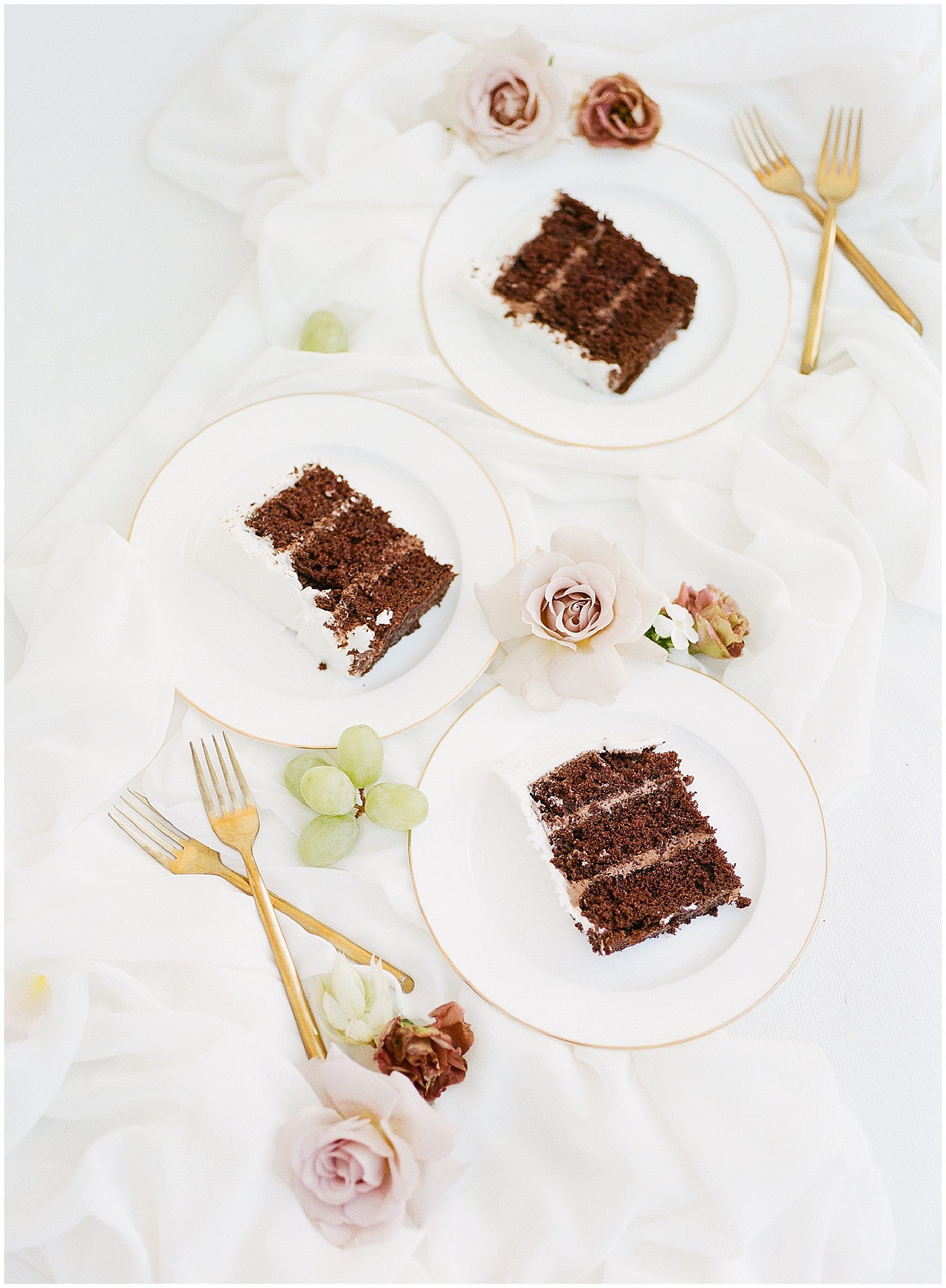 Slices of Chocolate Cake on Plates Photo
