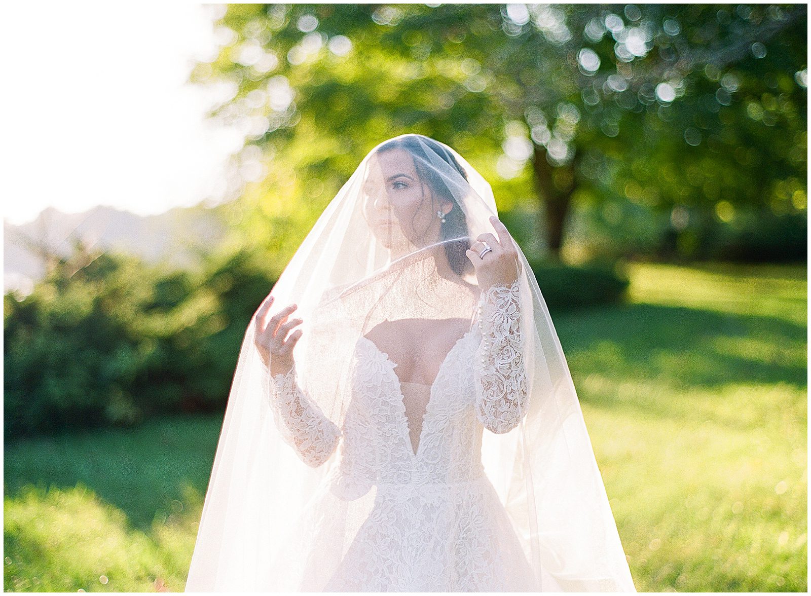 Bride With Veil Over Her Head Photo