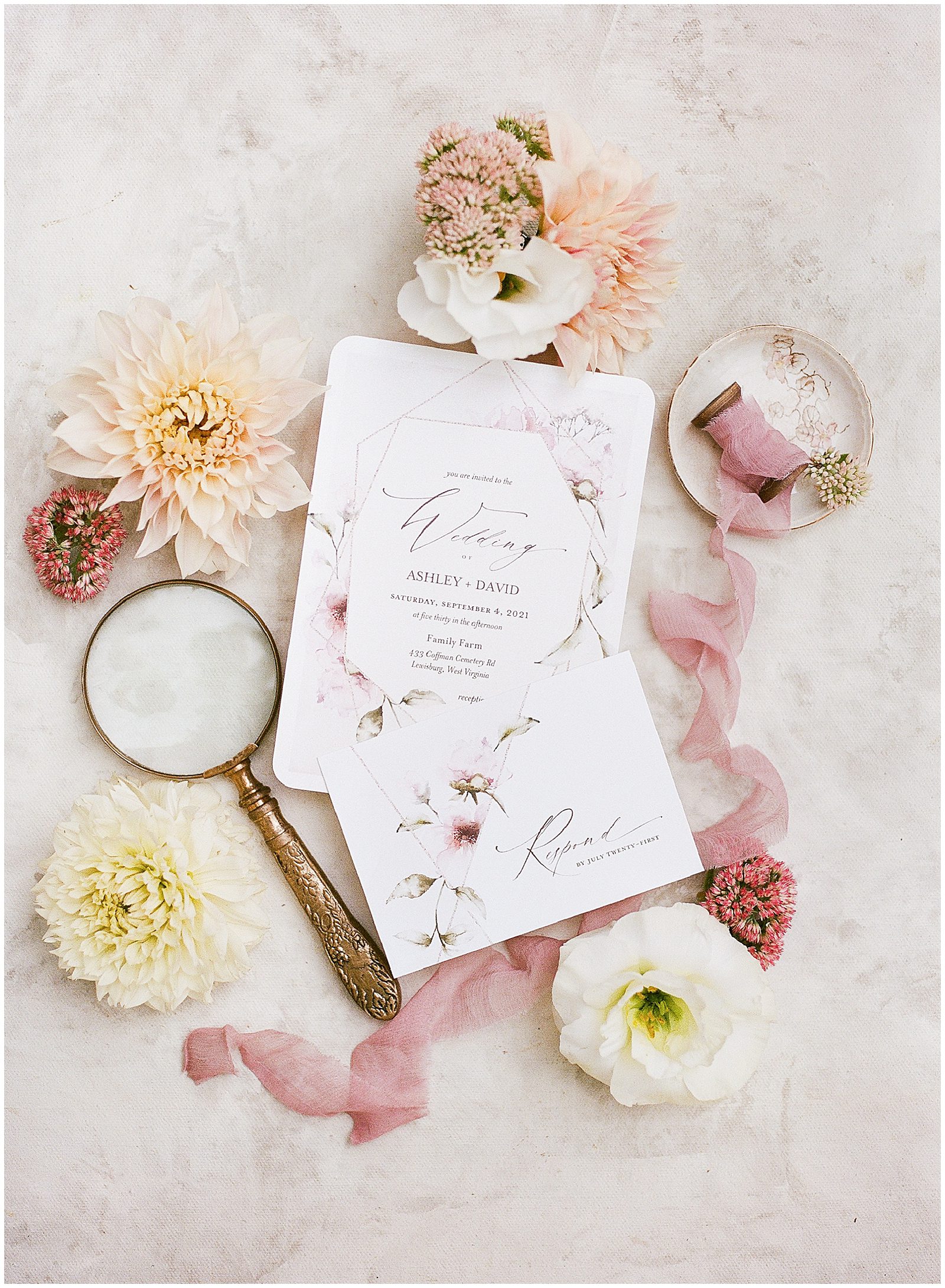 Wedding Invitation with magnifying glass Photo
