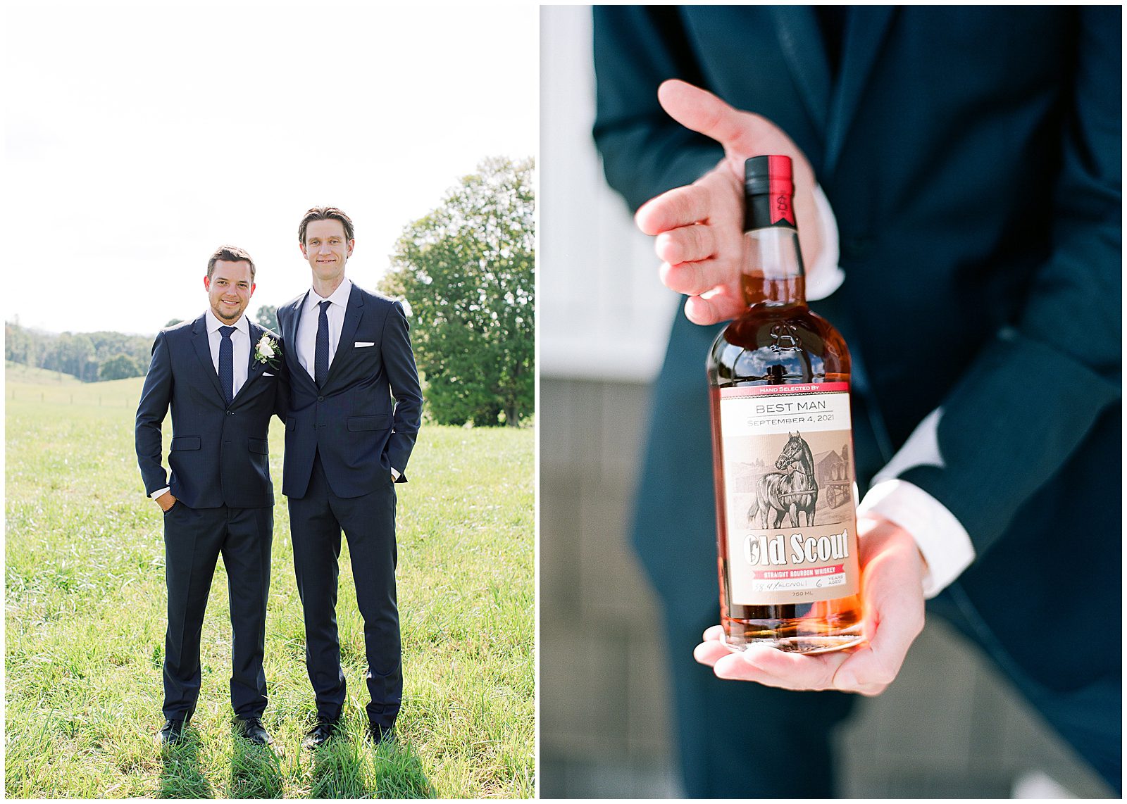 Groom with Best Man and Bottle of Scotch Photos