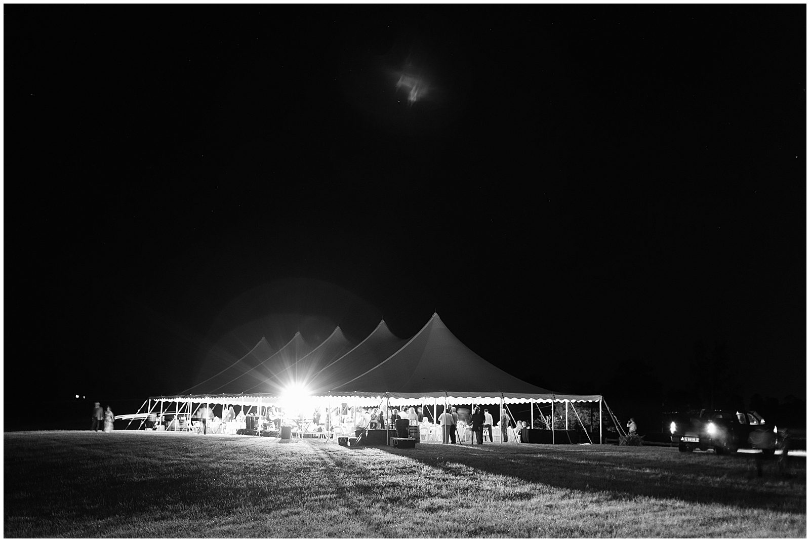 Black and White of Wedding Reception Tent Photo