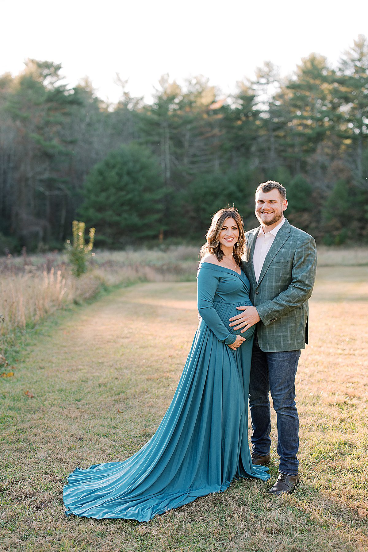 Asheville Maternity Session Couple In Field Photo