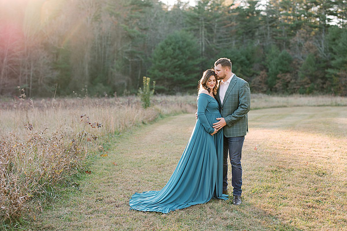 Asheville Maternity Session Couple In Field Photo