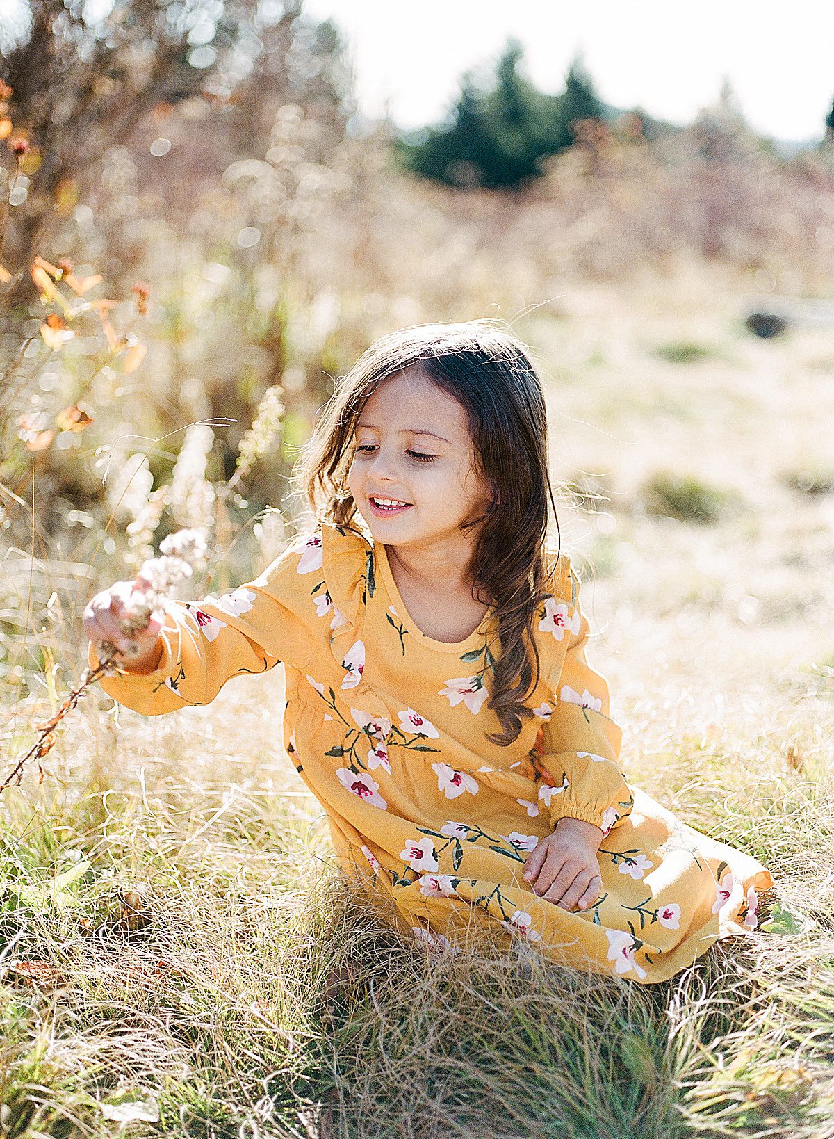 Little Girl Picking Flowers Photo