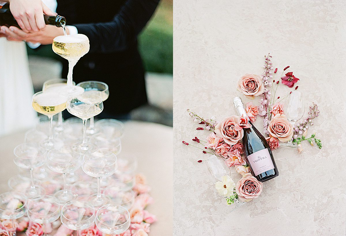 Vineyards at Betty's Creek Wedding Champagne Tower and Bottle with Flowers Photos