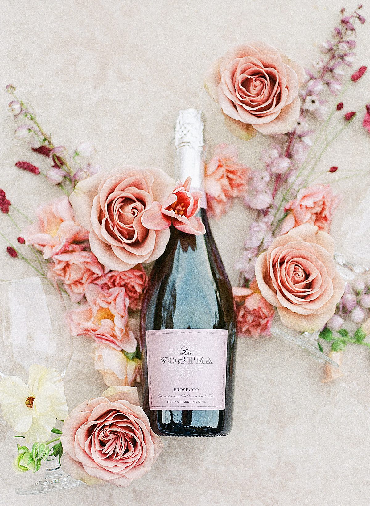 Bottle of Prosecco and Flowers Photo