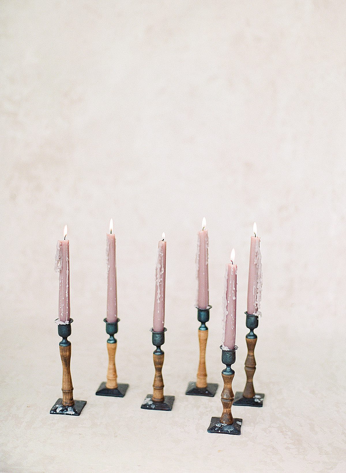 Metal and Wood Candlesticks Photo