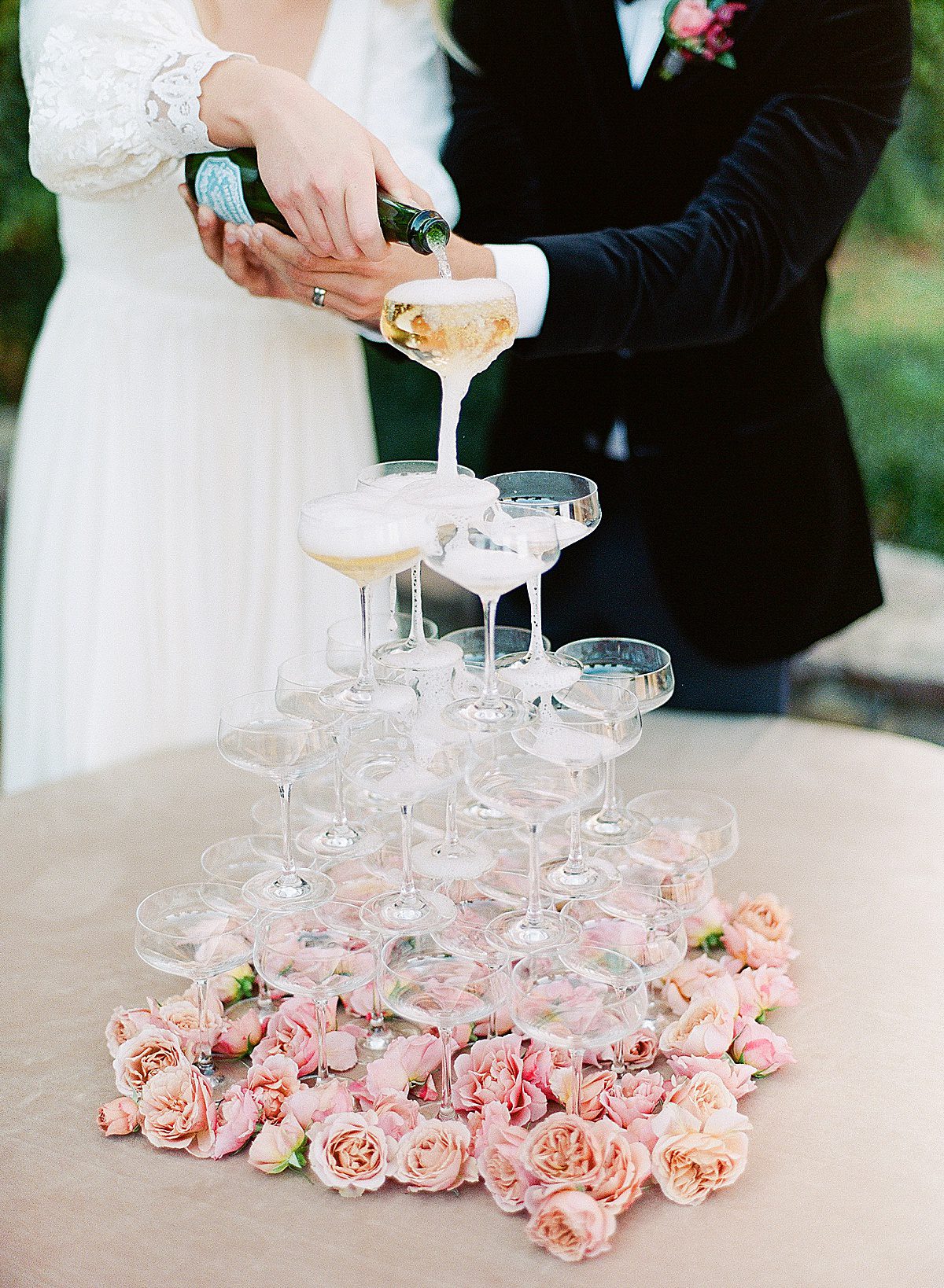 Vineyards at Betty's Creek Wedding Champagne Tower Photo