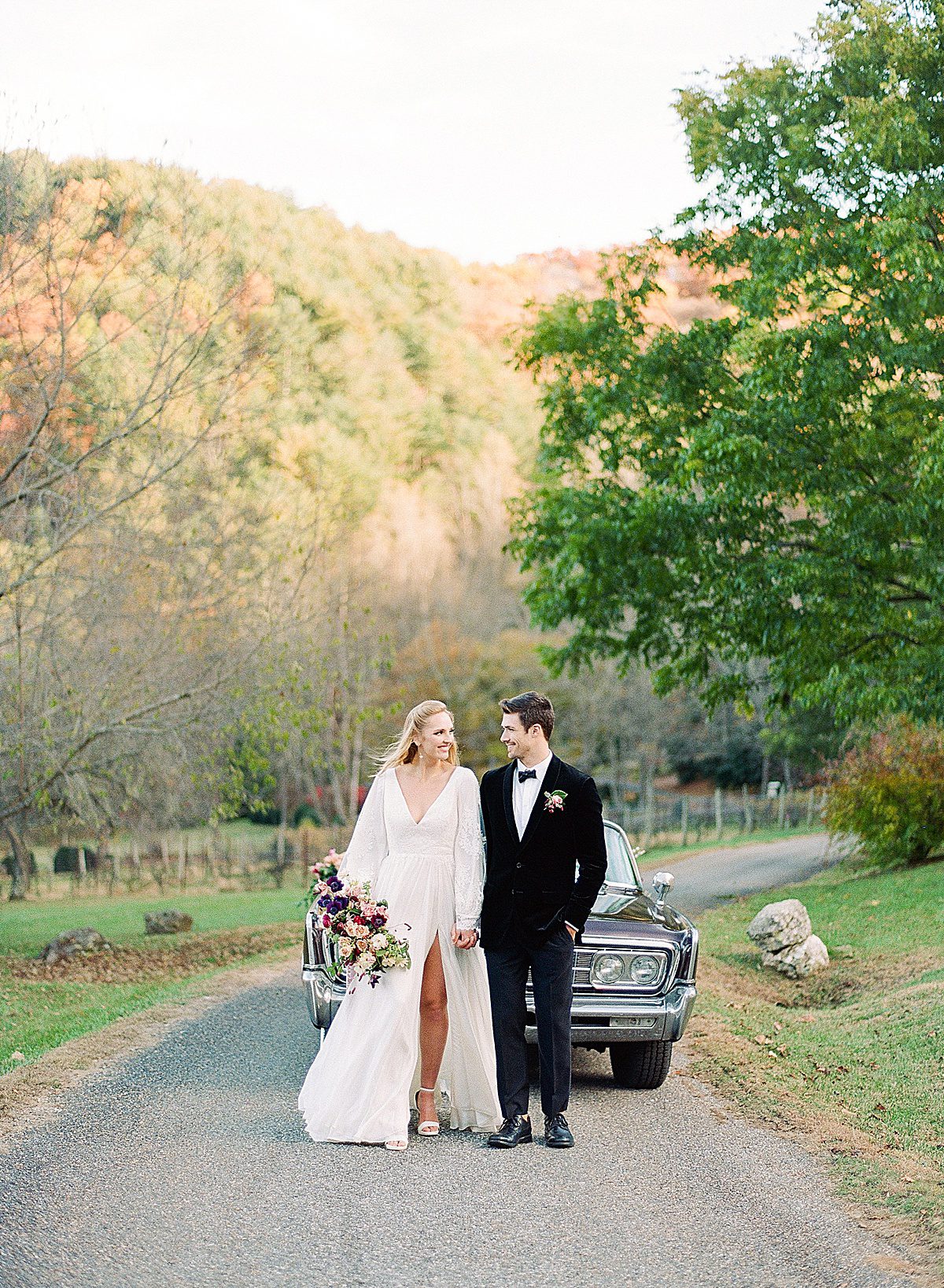 Vineyards at Betty's Creek Wedding Bride and Groom Walking Toward Camera Photo