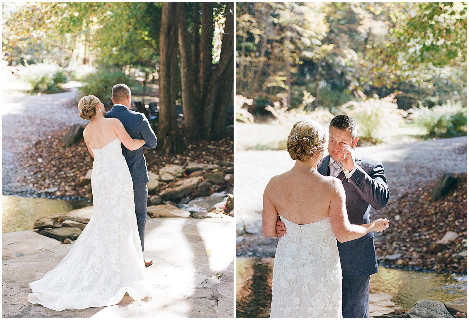 Fall Hawkesdene Wedding Bride and Groom First Look by Creek Photos