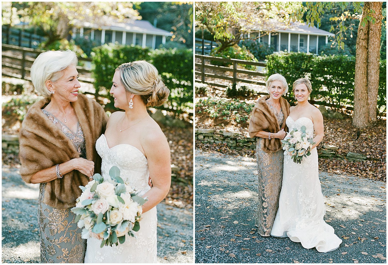 Fall Hawkesdene Wedding Bride with Mom Photos