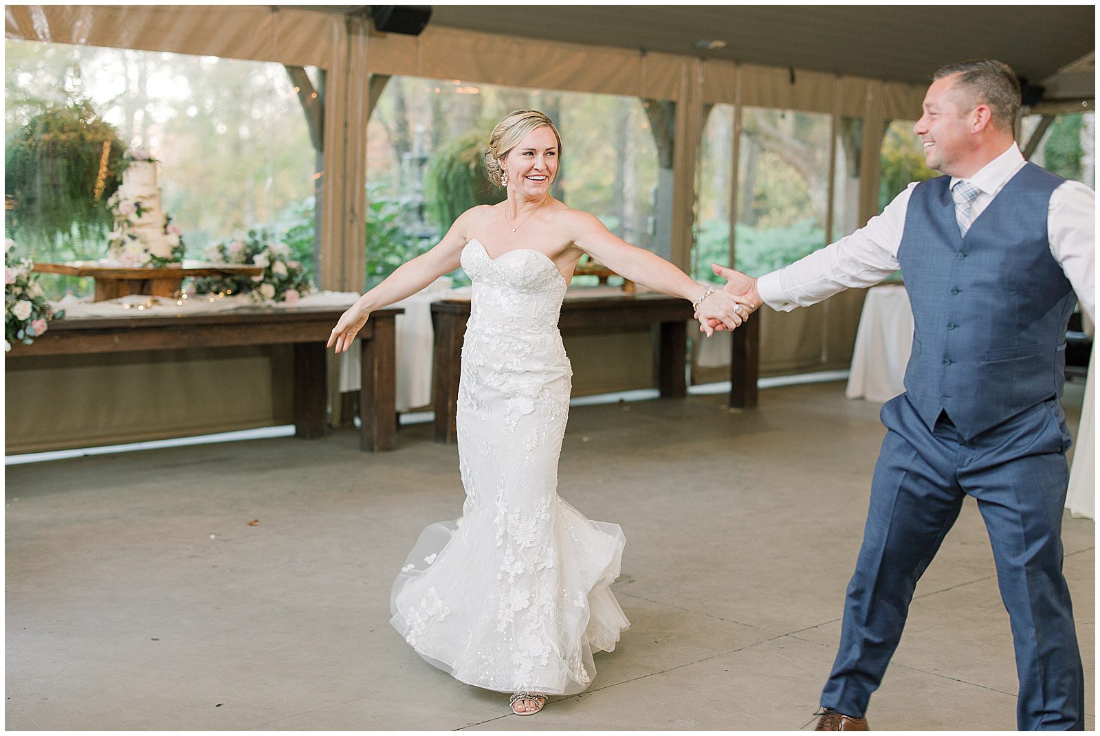 Fall Hawkesdene Wedding Bride and Groom First Dance Photo