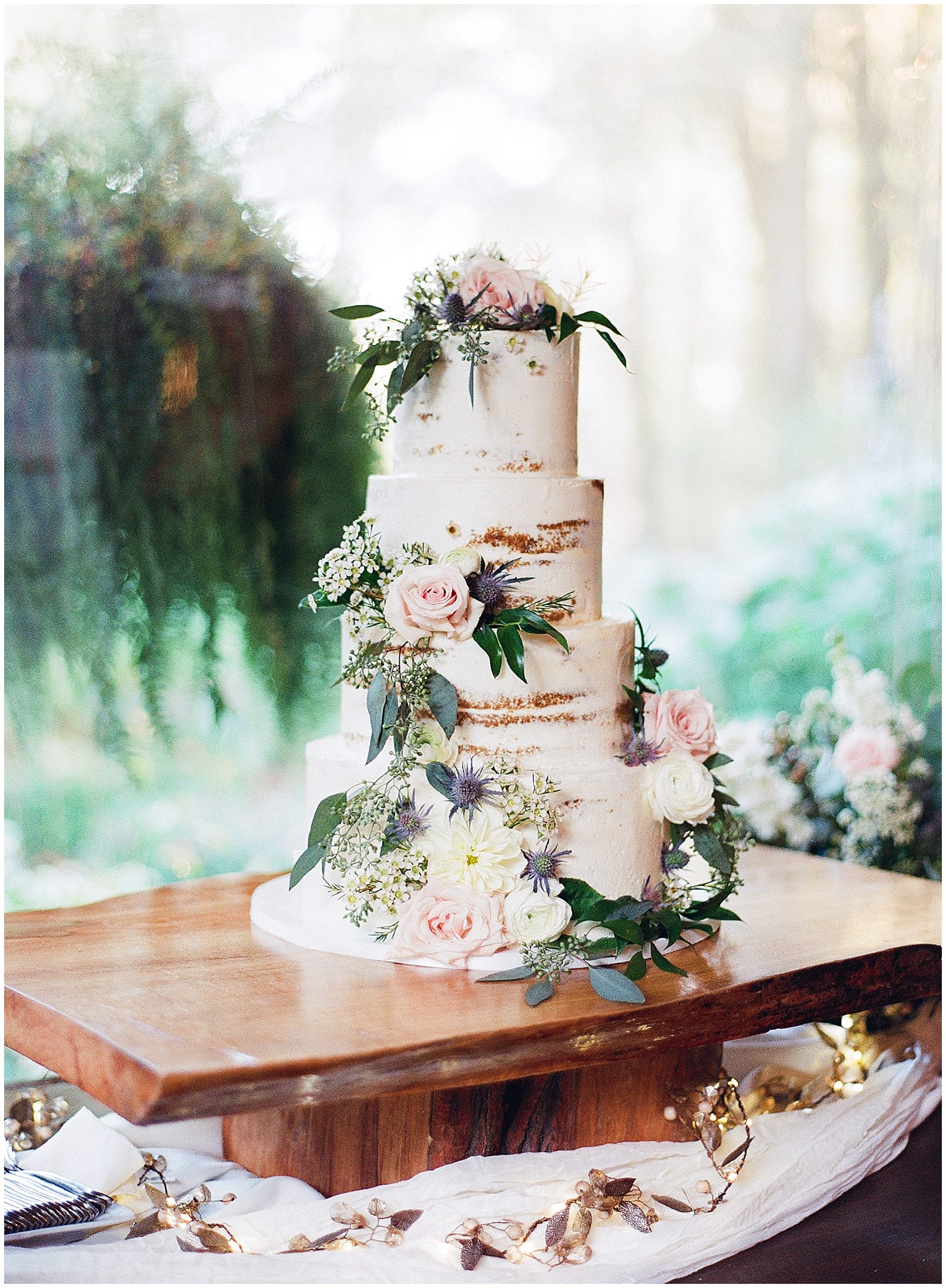 Wedding Cake with Flowers Photo