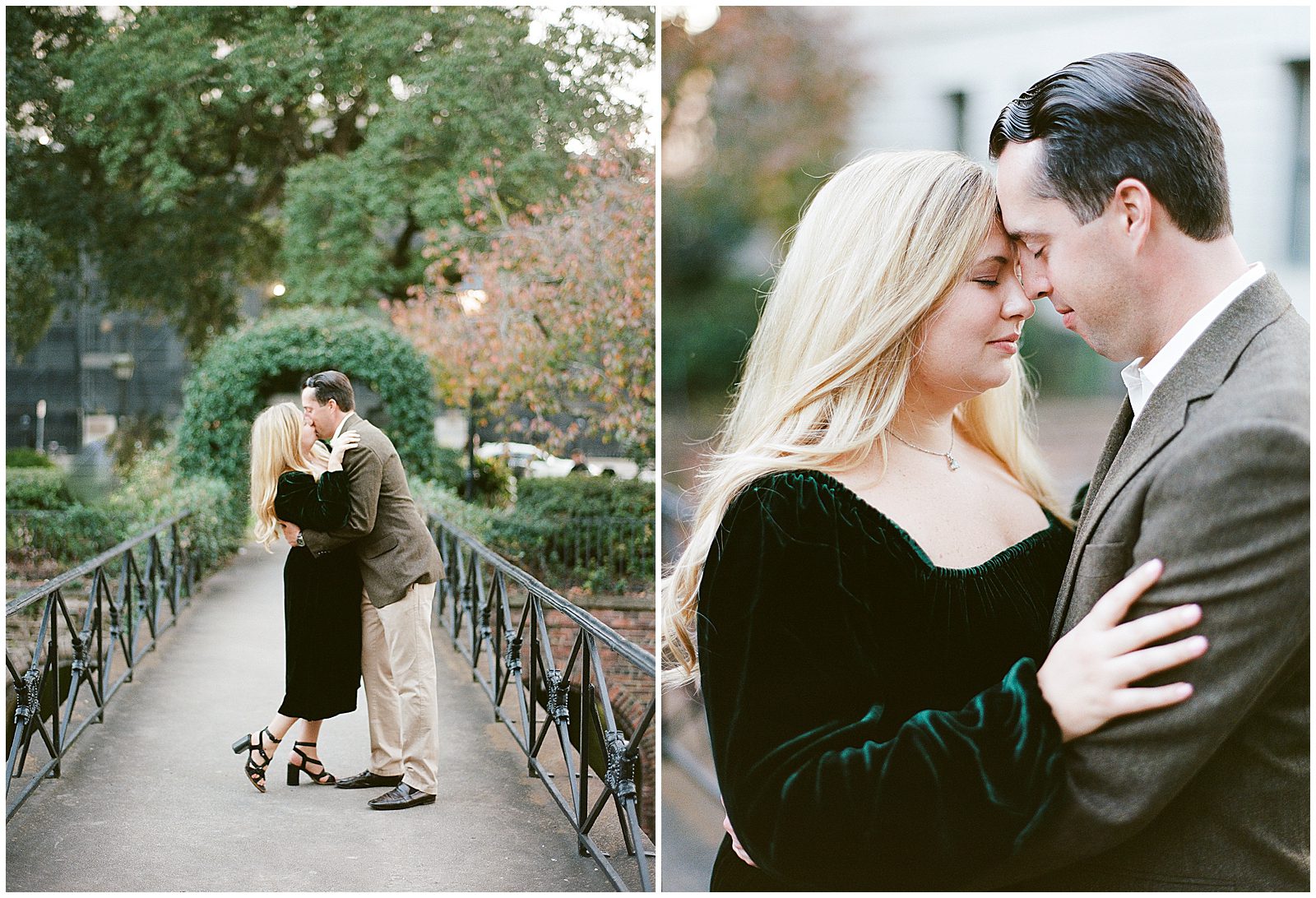 Fun Photo Locations In Savannah Couple Kissing and Nose to Nose Photos