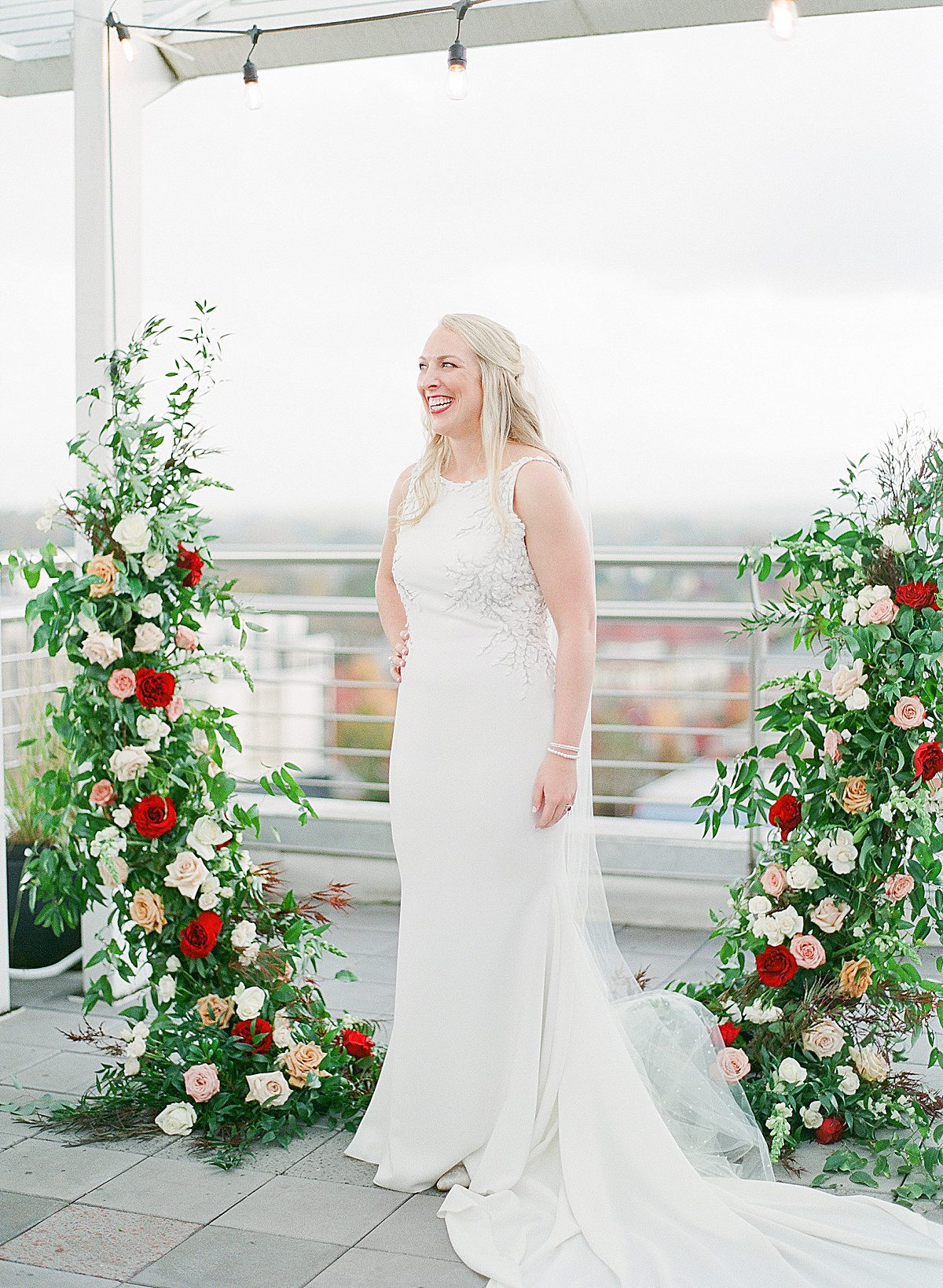 Bride Smiling in Pronovias Wedding Gown Photo