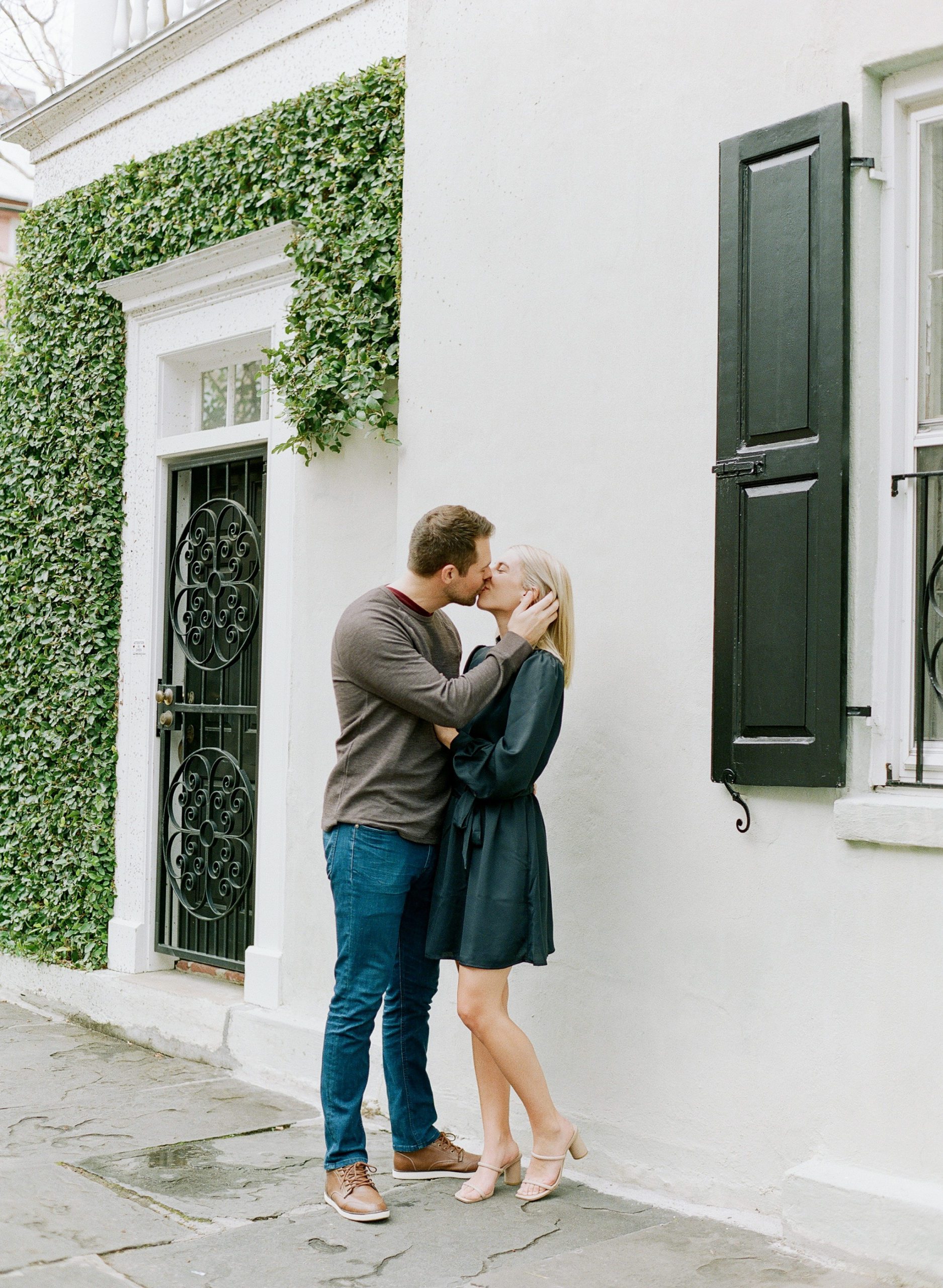 Couple Kissing in Charleston French Quarter Photo