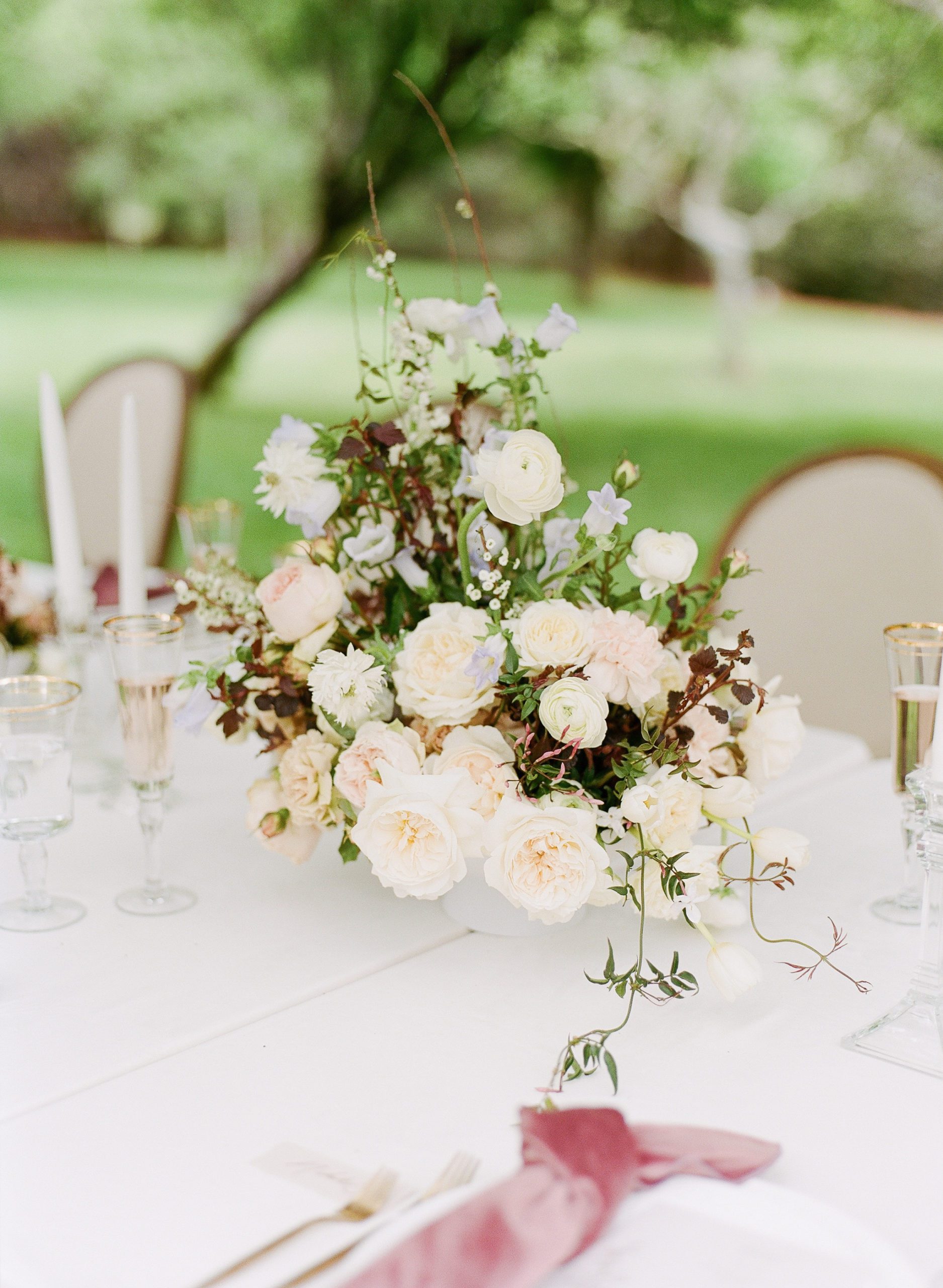 Wedding Reception Table Centerpiece with White Roses Photo