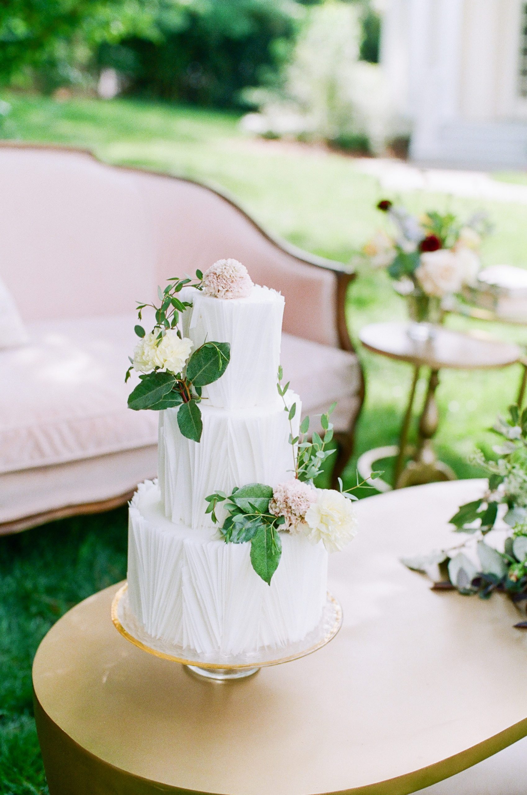 Wedding Cake Ideas White Textured Cake with Flowers Photo
