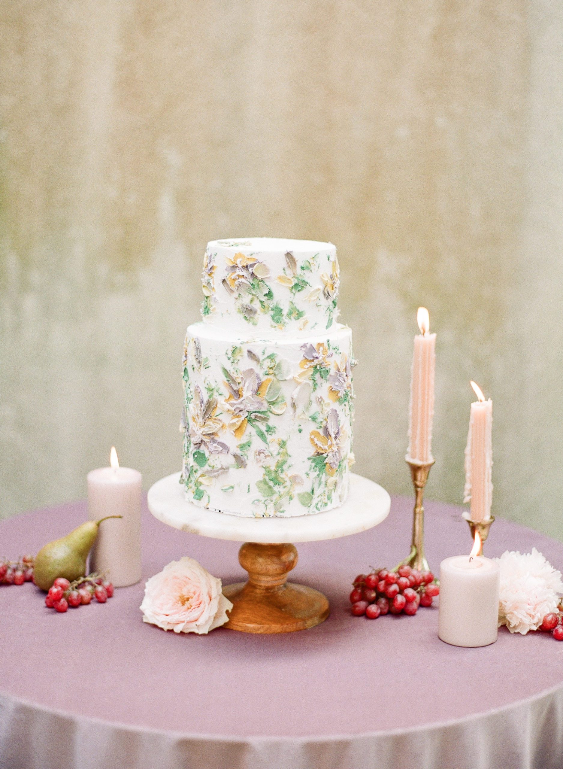 Painterly Floral Wedding Cake Ideas Photo