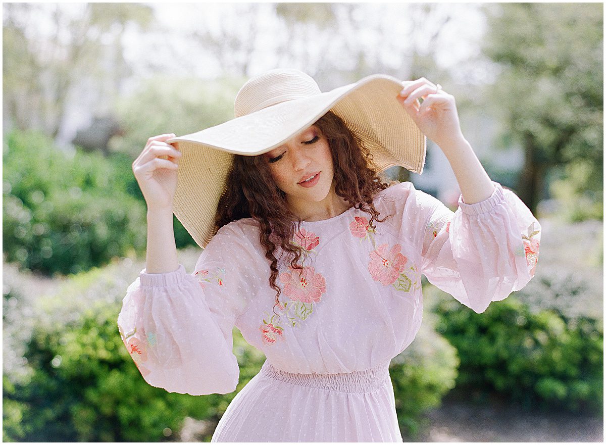 Lady with Big Hat and Pink Dress Photo