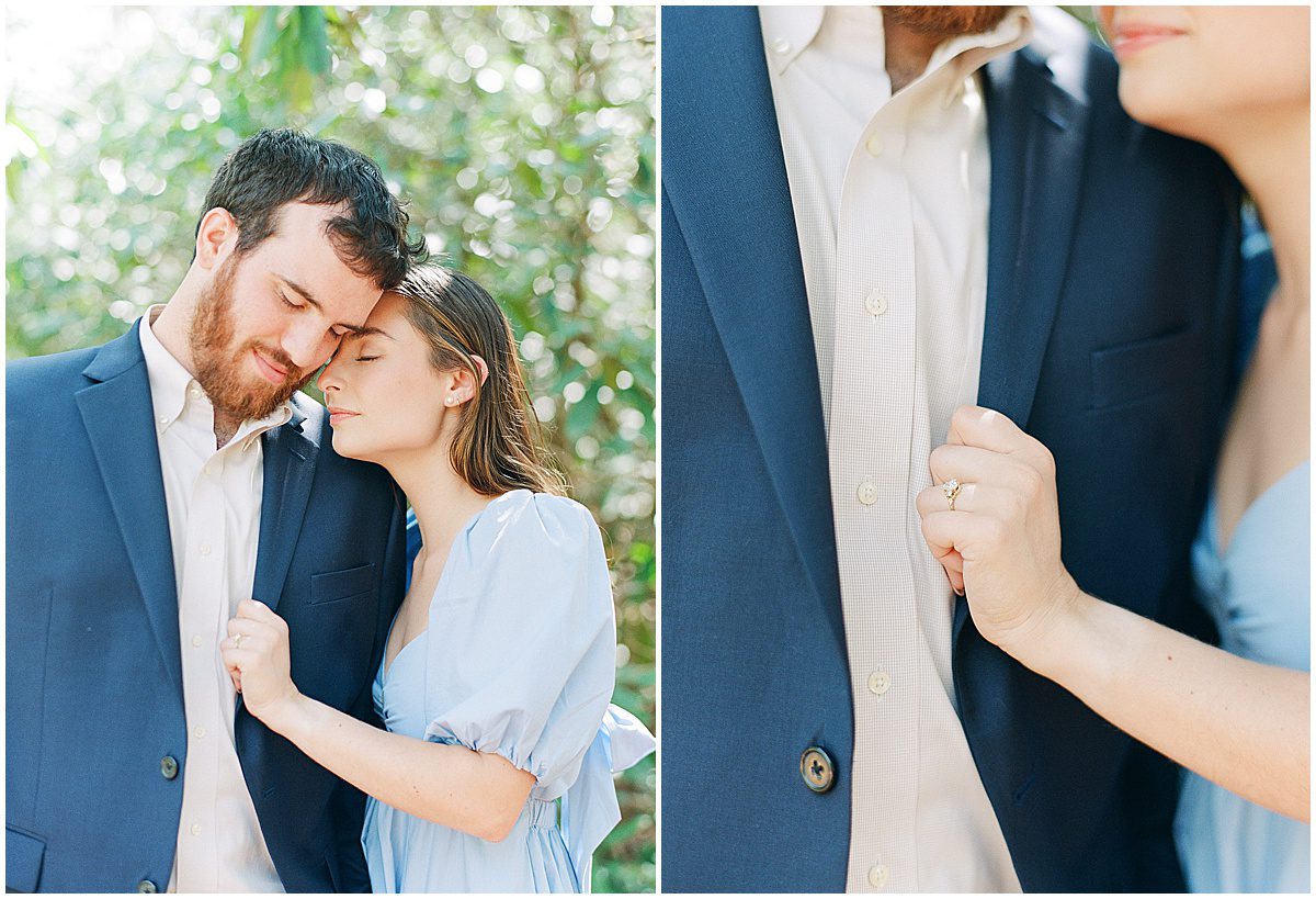 Couple Snuggling at Cashiers NC Engagement Session Photos