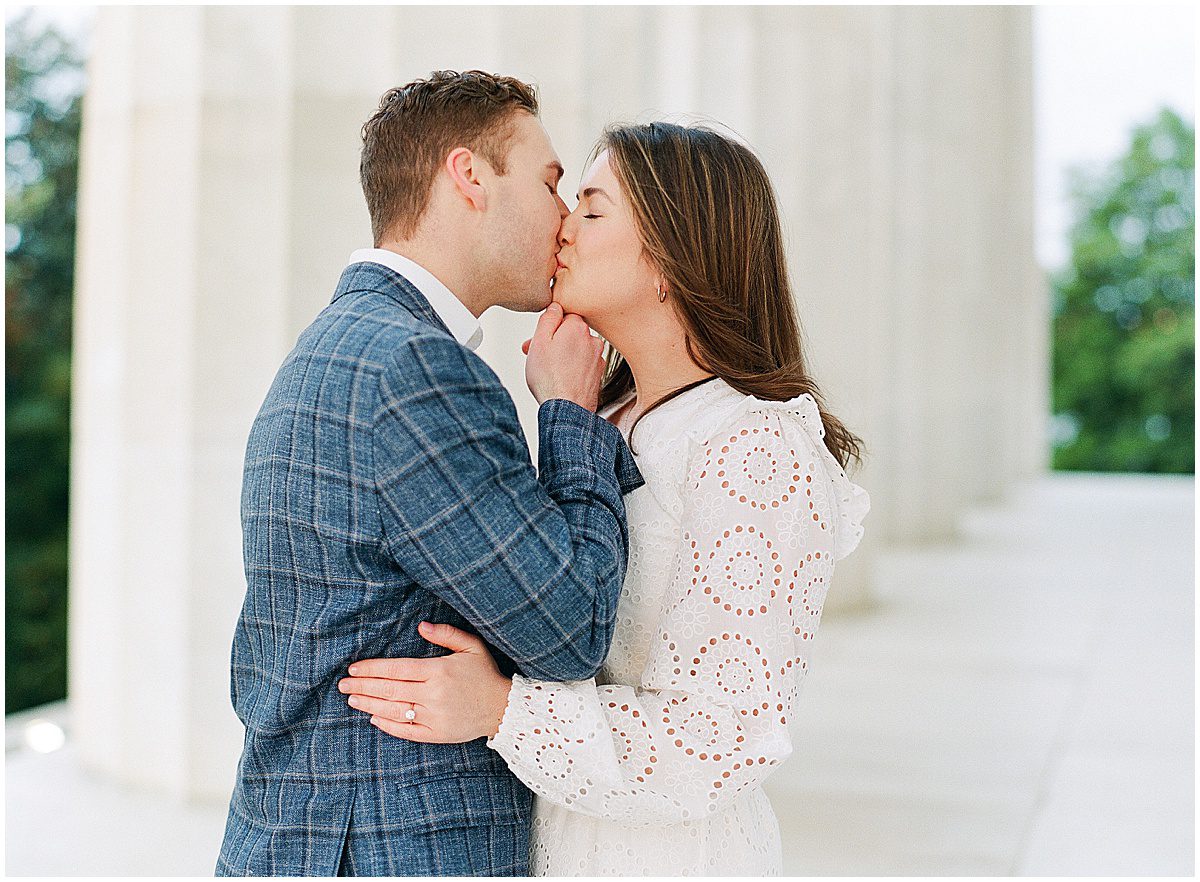 Couple Kissing at The Lincoln Memorial Photo