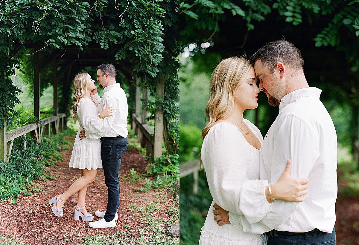 Couple Hugging at Engagement Session at Serenbe Photos