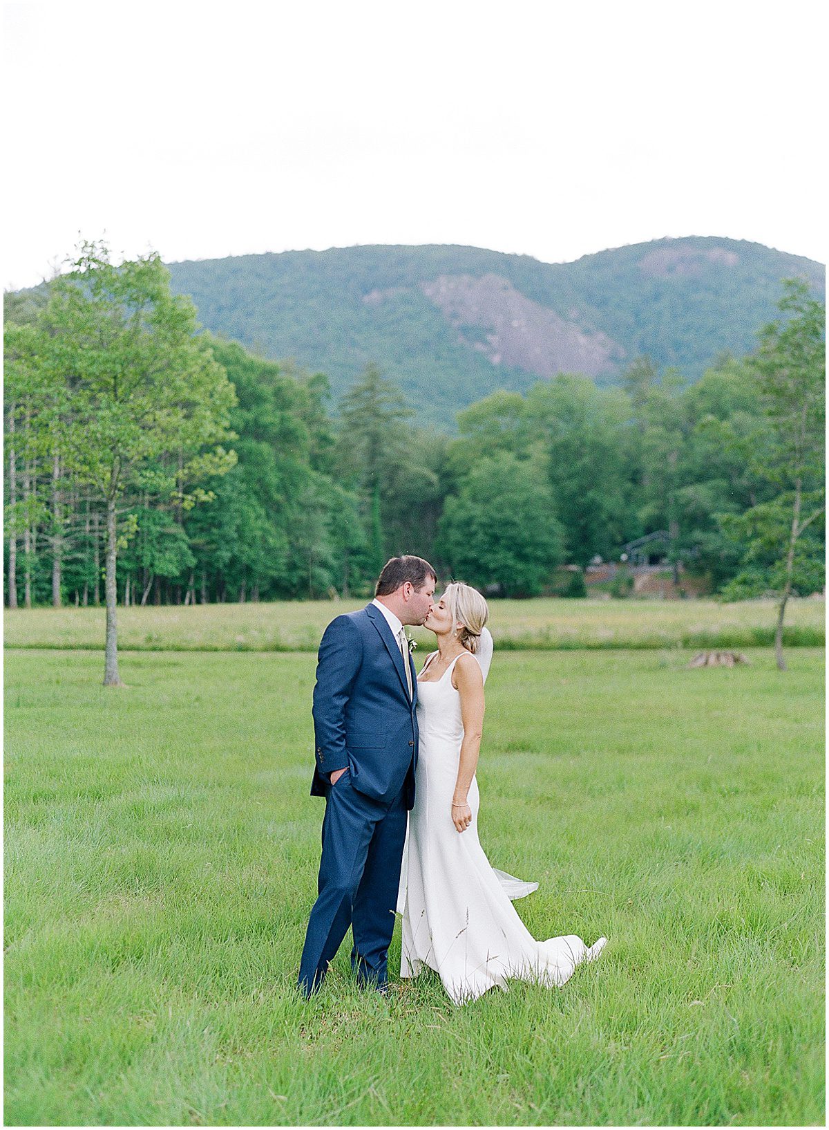 Bride and Groom Kissing Highlands North Carolina Wedding Photo