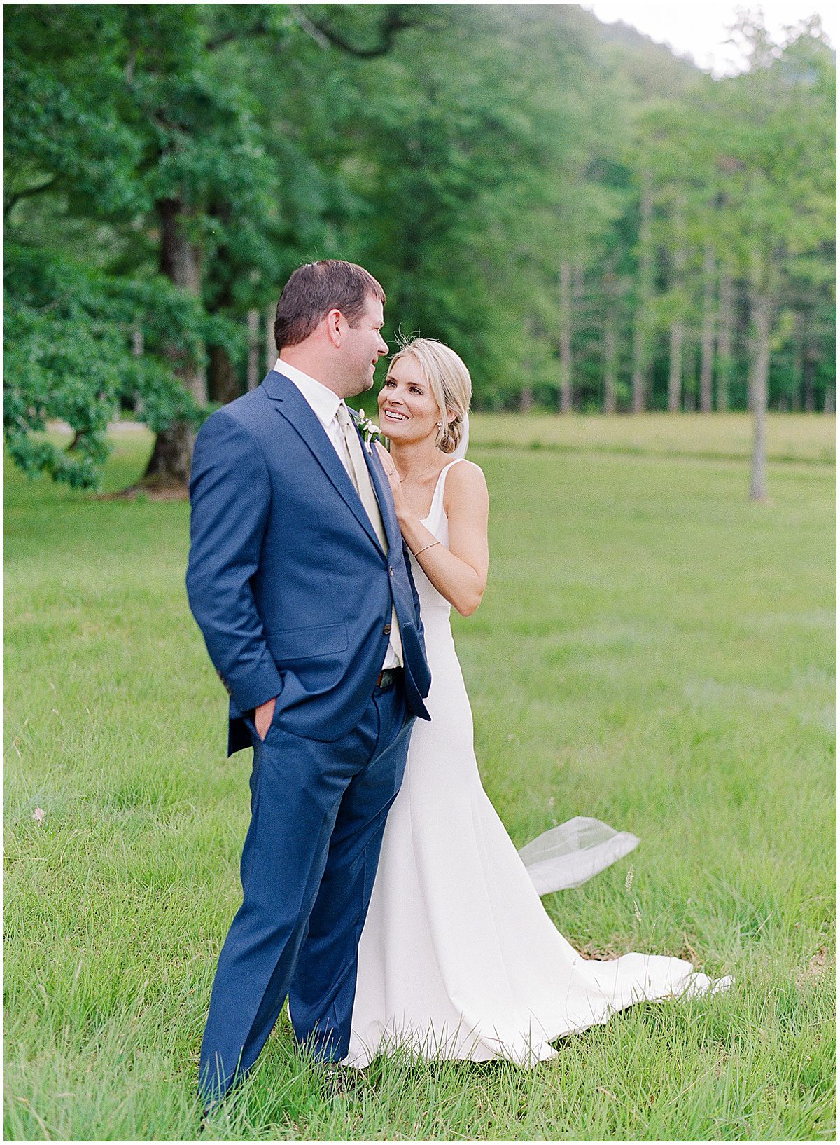 Highlands North Carolina Wedding Bride and Groom Laughing with Each Other Photo